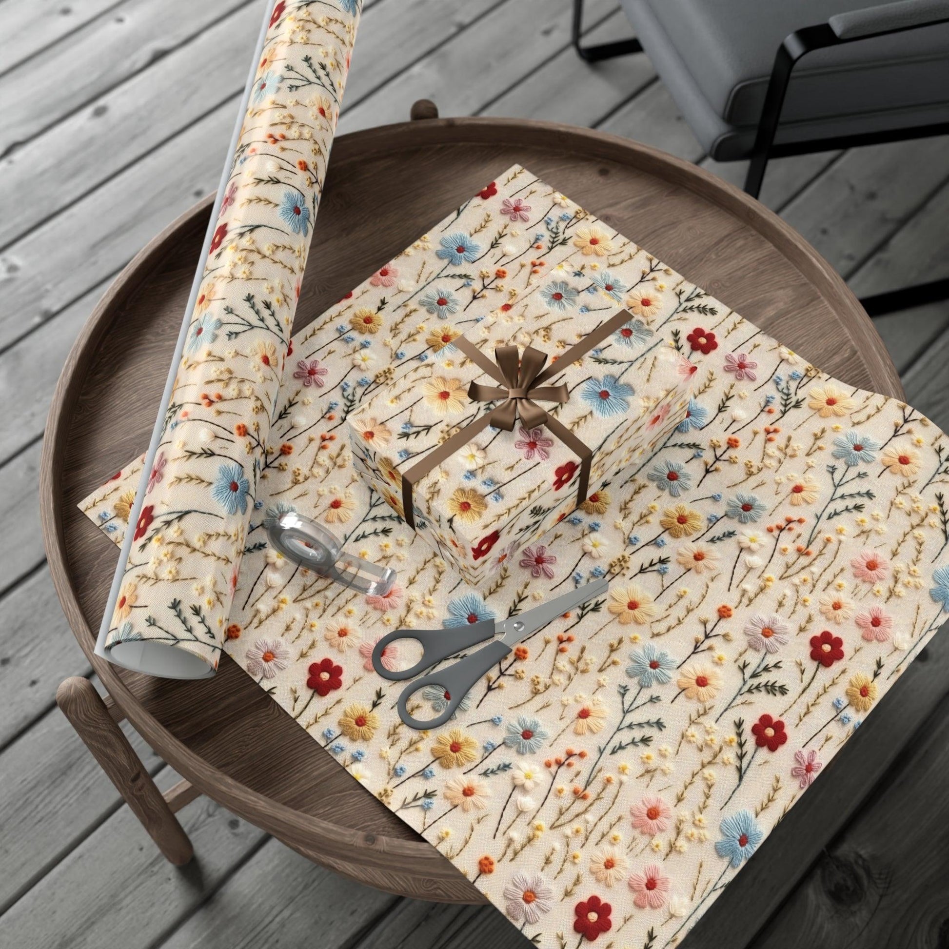 BOHO 3D Illusion Wildflowers Gift Wrap it's Perfect for Weddings, Bridal & Baby Showers Eco-Friendly, Vibrant Design in Matte/Satin, All Occasion - MRSBYVALLE