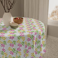 Boho Chic Pink, Mint Green & Yellow Leaf Pattern Tablecloth Perfect for Adding a Botanical Touch to Any Dining Room, Kitchen Table or Outdoor Setting for Home, Weddings, Birthdays all Events Durable & Stylish for All Occasions - MRSBYVALLE