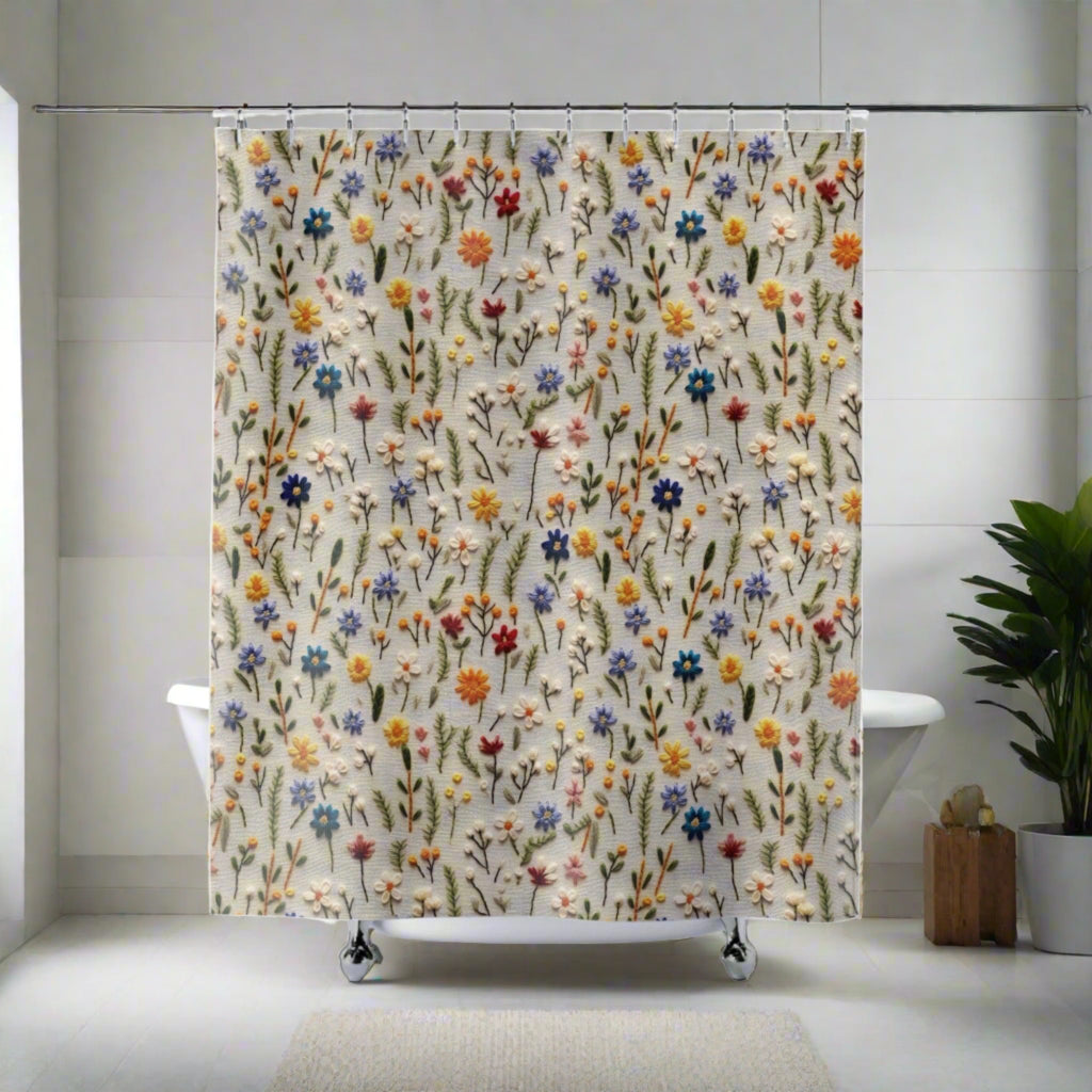 Boho Flowers Shower Curtains Elevate Bathroom Deco Vibrant Bohemian Chic Designs, Housewarming, New House Gift Newlywed - MRSBYVALLE