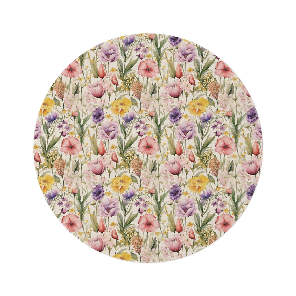 BOHO Wildflowers Round Rug Whimsical Charm to Your Home Decor, Housewarming Gift Newlywed New House Rug interior Designer - MRSBYVALLE