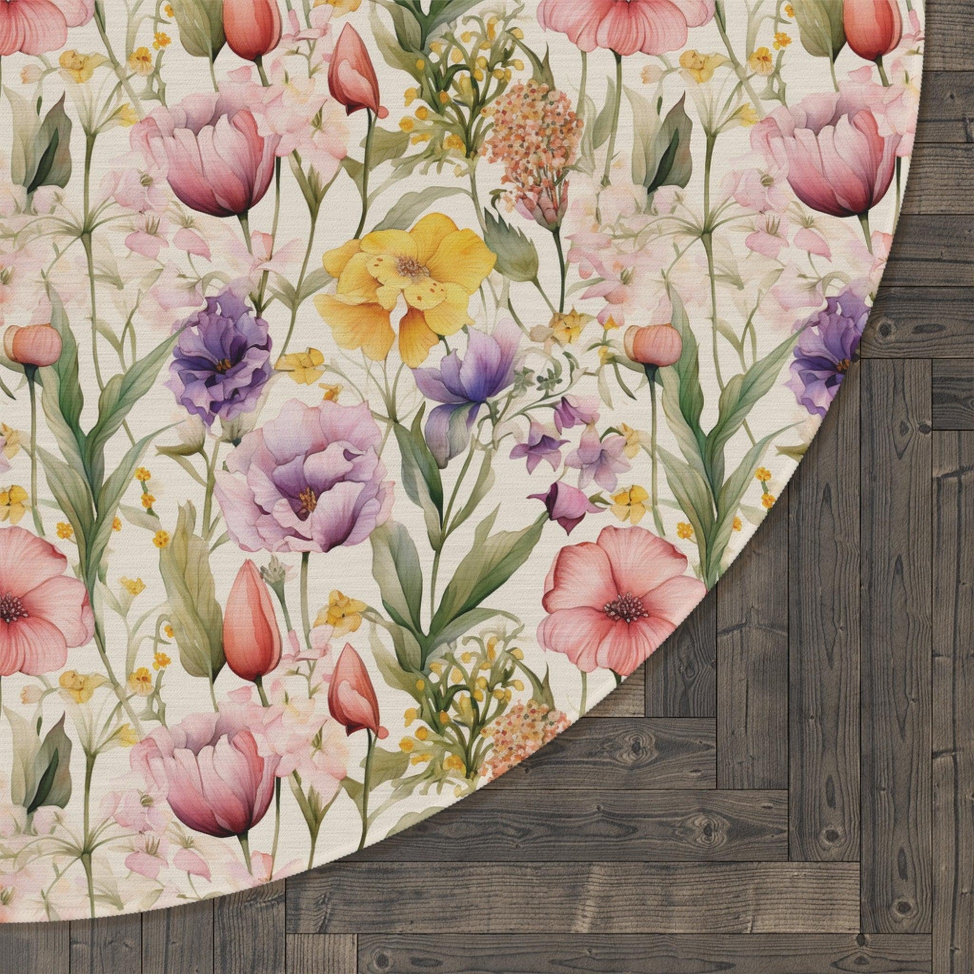 BOHO Wildflowers Round Rug Whimsical Charm to Your Home Decor, Housewarming Gift Newlywed New House Rug interior Designer - MRSBYVALLE