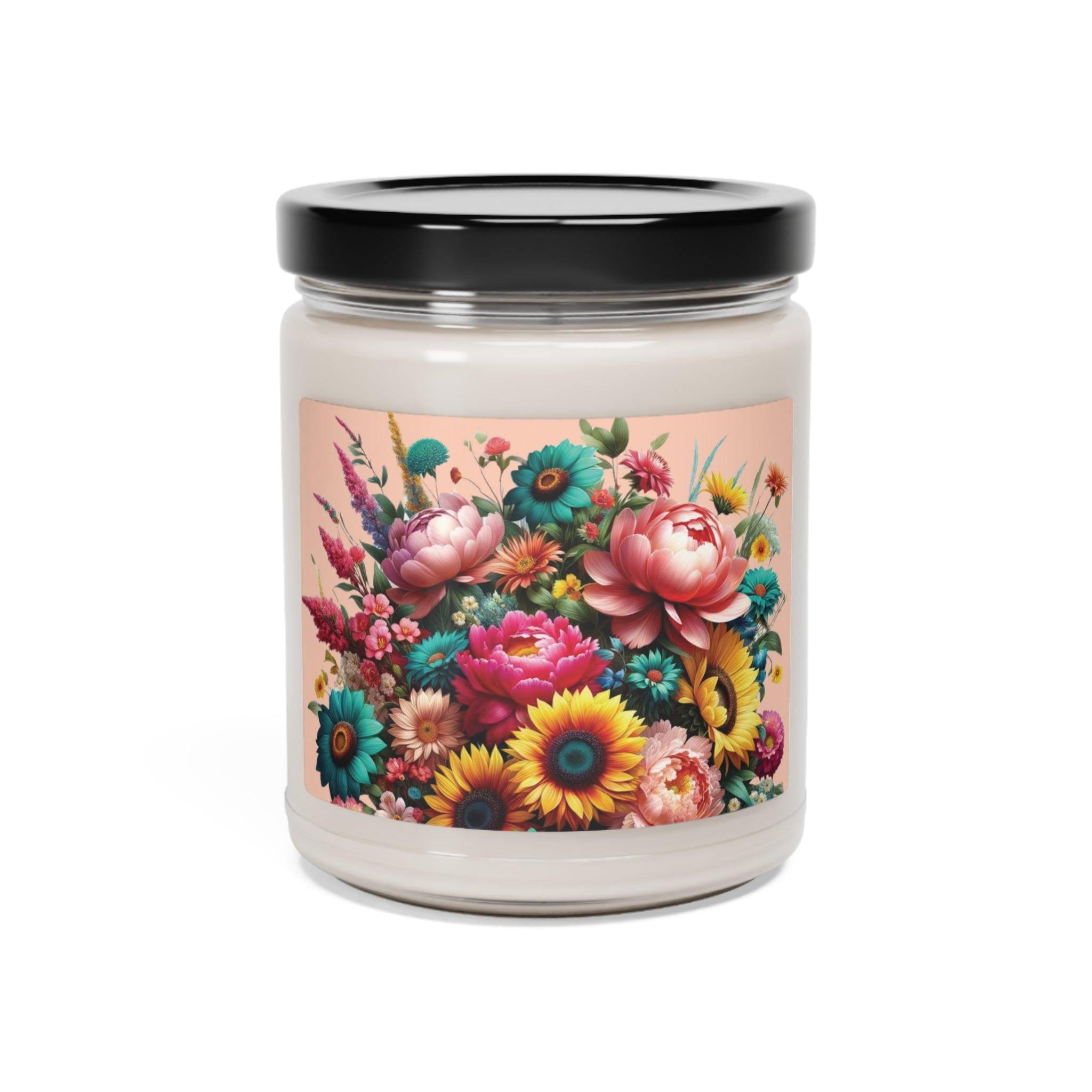 Bright Floral Candle 9oz Perfect for Relaxation Home Ambiance Scented Soy Candle, 9oz, Wedding, Bridal Shower, Mother's Day Gift Housewarming Gift - MRSBYVALLE