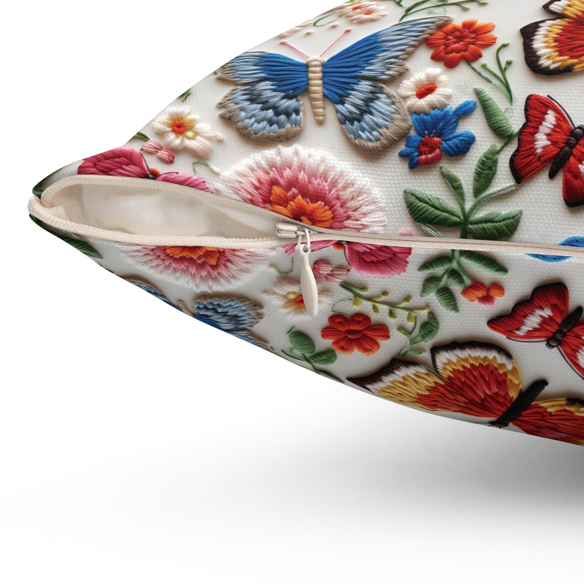 Butterfly and Floral Square Pillow Pet Lover Elegance Charm to Your Décor Stylish Accent Housewarming Gift New House, Bridal Shower Gift - MRSBYVALLE