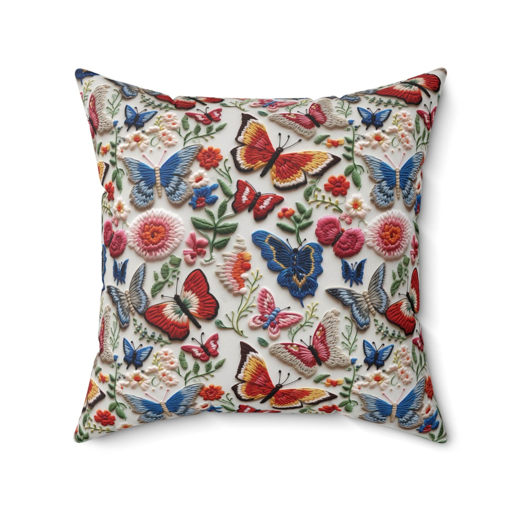 Butterfly and Floral Square Pillow Pet Lover Elegance Charm to Your Décor Stylish Accent Housewarming Gift New House, Bridal Shower Gift - MRSBYVALLE