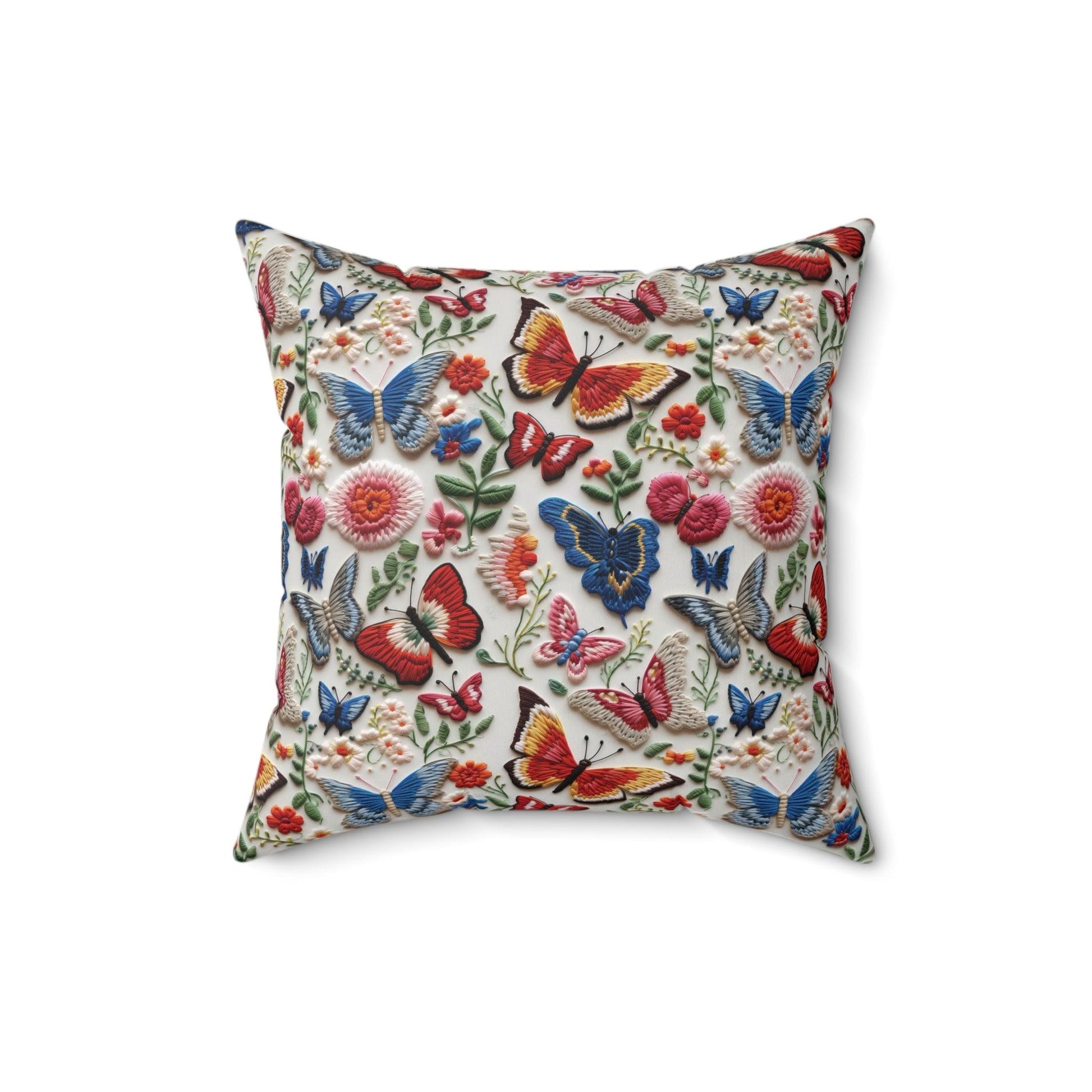 Butterfly and Floral Square Pillow Pet Lover Elegance Charm to Your Décor Stylish Accent Housewarming Gift New House, Bridal Shower Gift - MRSBYVALLE
