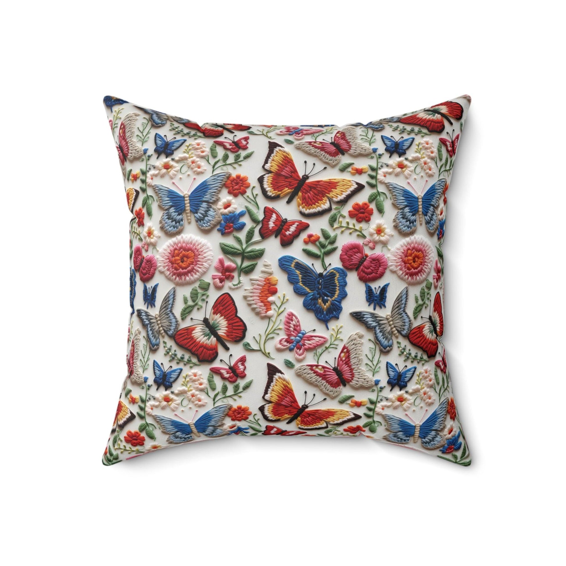 Butterfly and Floral Square Pillow Pet Lover Elegance Charm to Your Décor Stylish Accent Housewarming Gift New House, Bridal Shower Gift - MRSBYVALLE