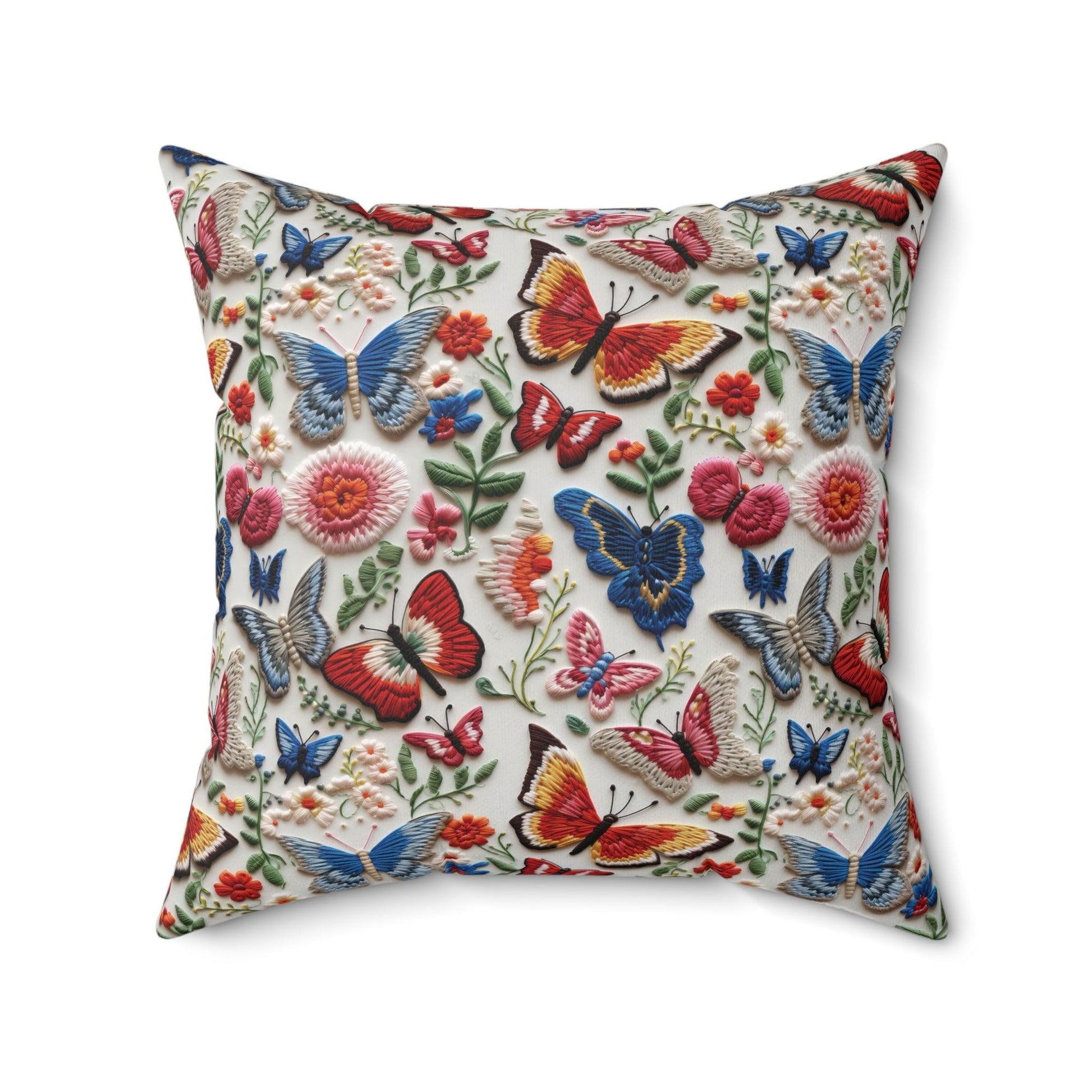 Butterfly and Floral Square Pillow Pet Lover Elegance Charm to Your Décor Stylish Accent Housewarming Gift New House, Bridal Shower Gift - MRSBYVALLE