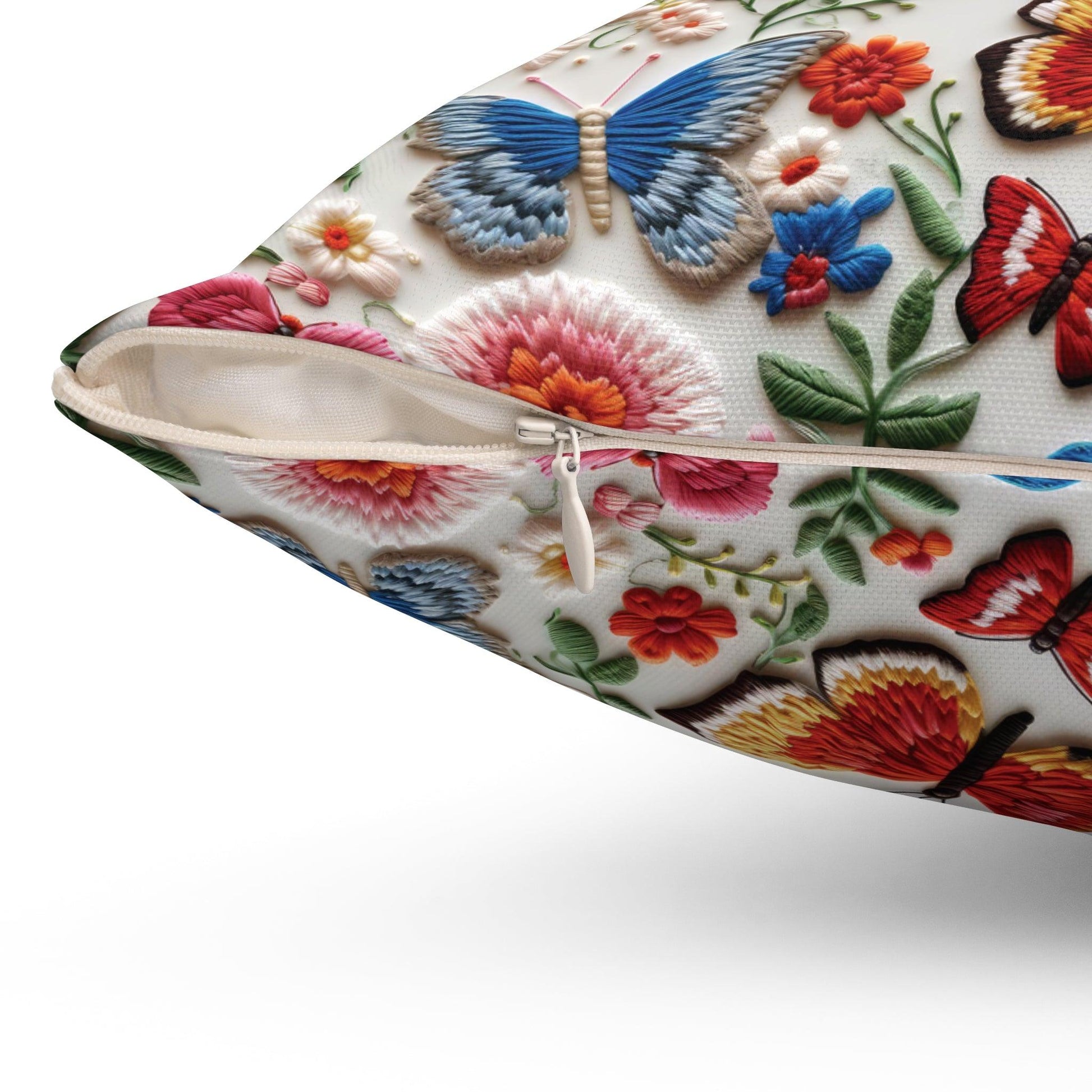 Butterfly and Floral Square Pillow Pet Lover Elegance Charm to Your Décor Stylish Accent Housewarming Gift New House, Bridal Shower Gift - MRSBYVALLE