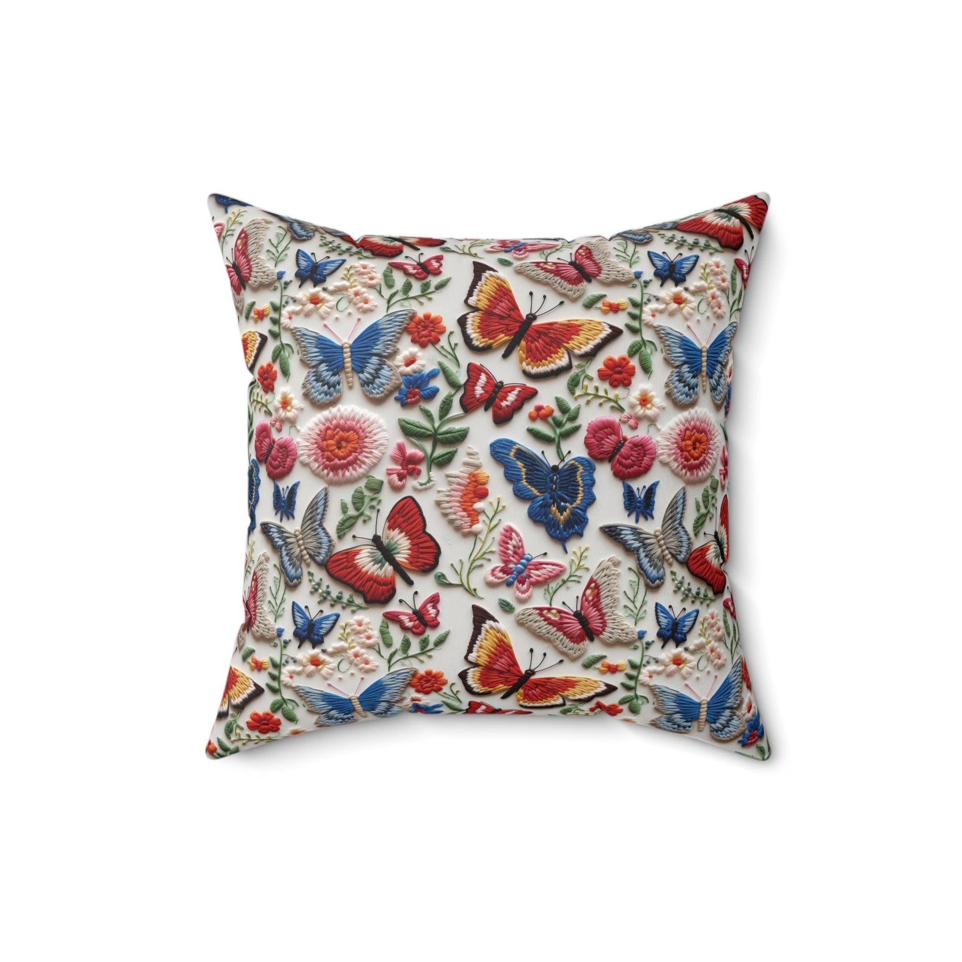 Butterfly and Floral Square Pillow Pet Lover Elegance Charm to Your Décor Stylish Accent Housewarming Gift New House, Bridal Shower Gift - MRSBYVALLE
