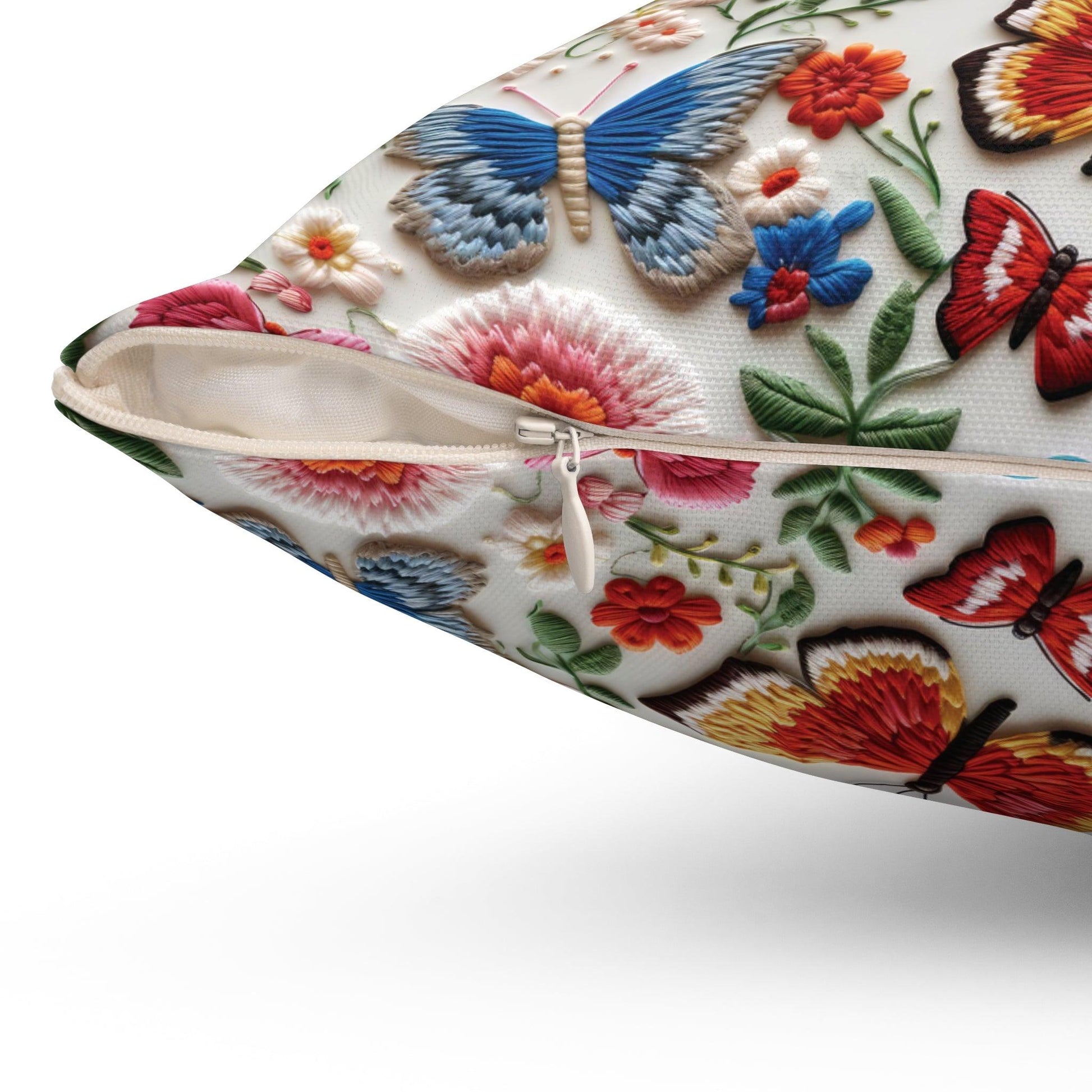 Butterfly and Floral Square Pillow Pet Lover Elegance Charm to Your Décor Stylish Accent Housewarming Gift New House, Bridal Shower Gift - MRSBYVALLE