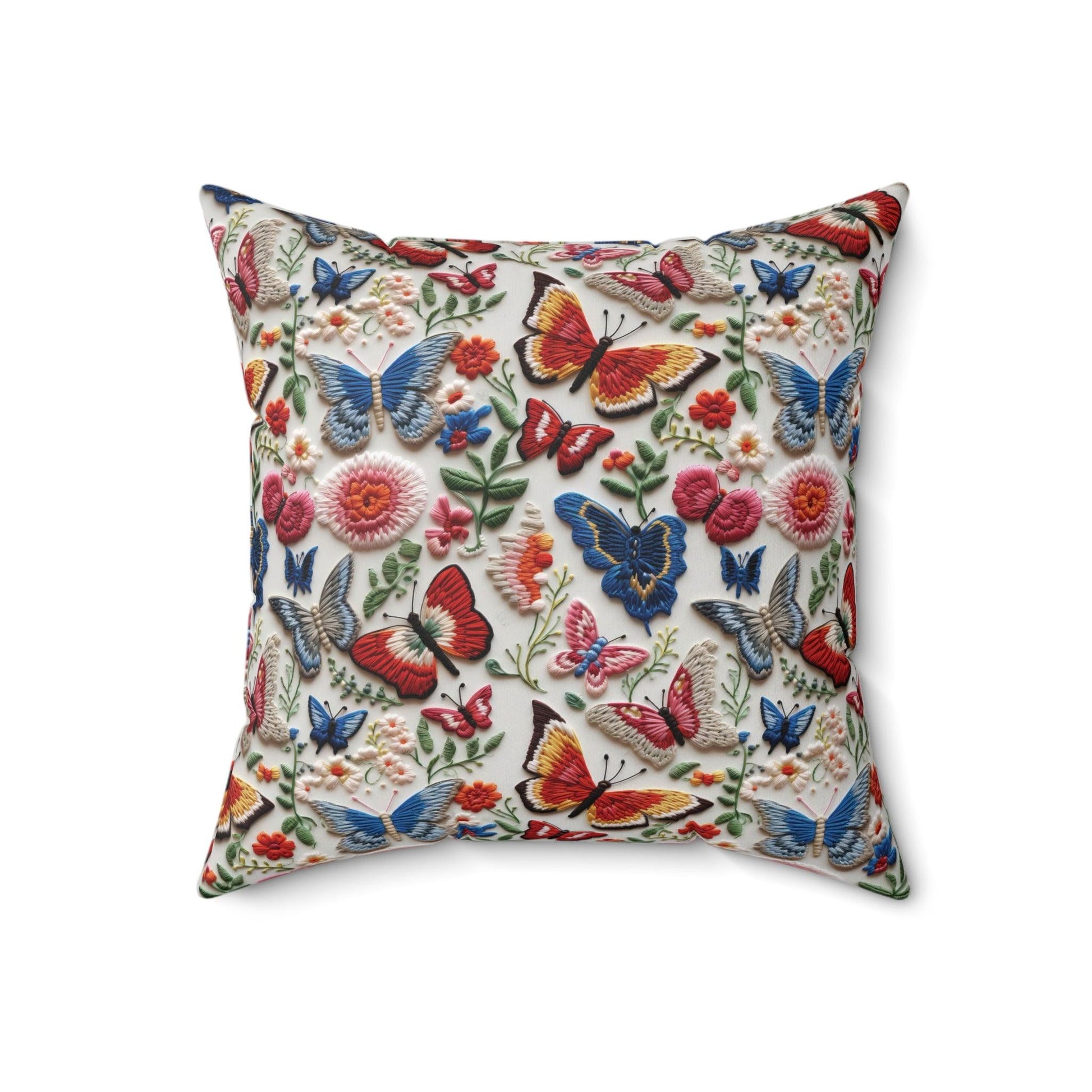 Butterfly and Floral Square Pillow Pet Lover Elegance Charm to Your Décor Stylish Accent Housewarming Gift New House, Bridal Shower Gift - MRSBYVALLE