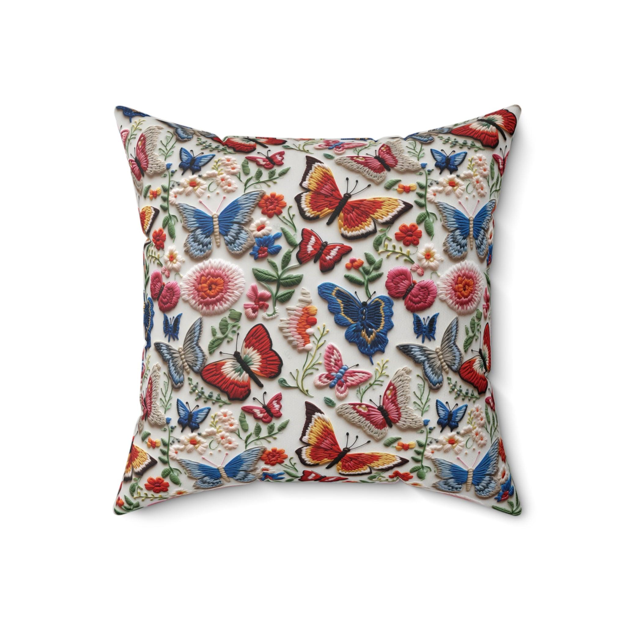 Butterfly and Floral Square Pillow Pet Lover Elegance Charm to Your Décor Stylish Accent Housewarming Gift New House, Bridal Shower Gift - MRSBYVALLE