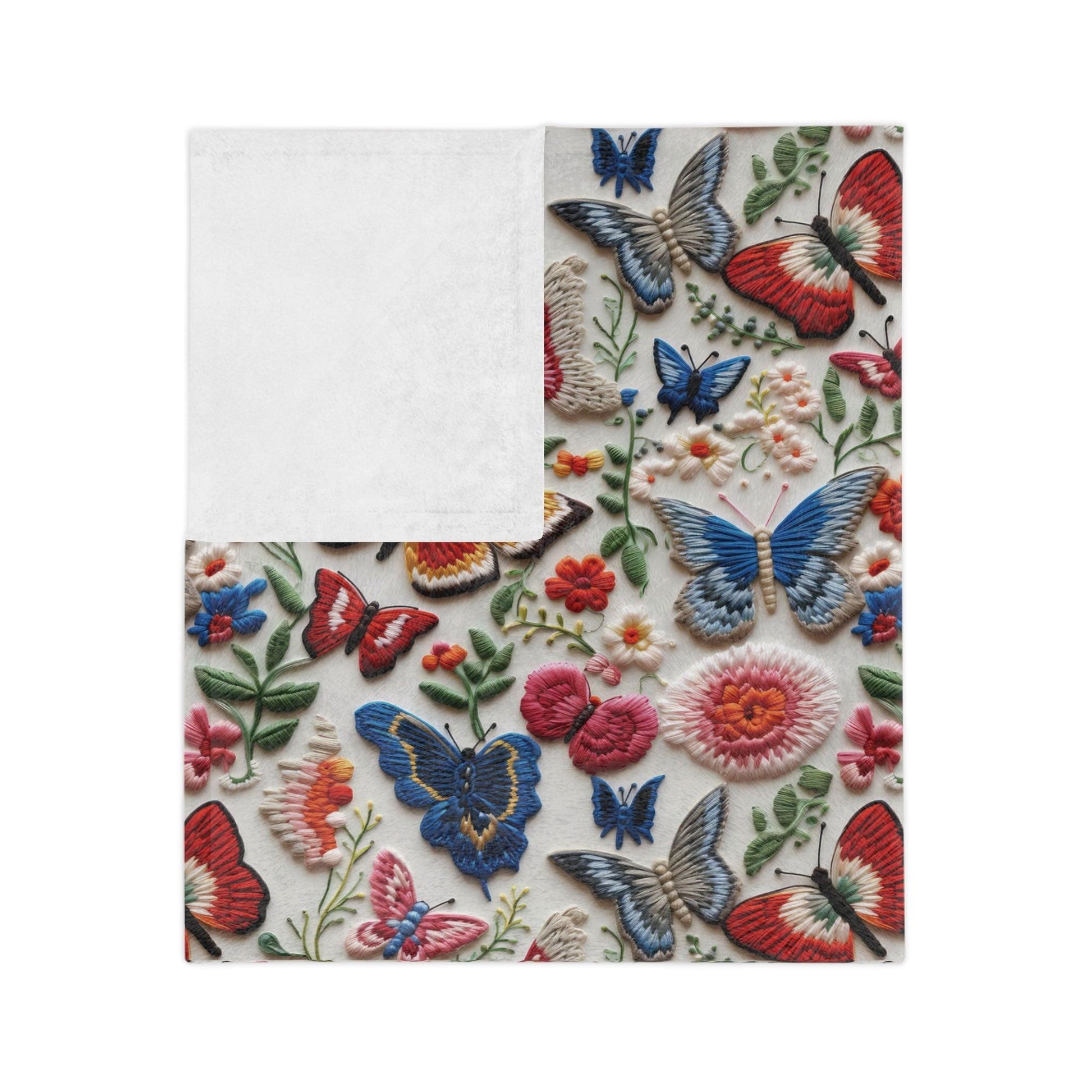 Butterfly and Floral Velveteen Microfiber Blanket  Floral Velveteen Microfiber Blanket Luxurious Comfort Meets Enchanting Design Housewarming Gift Throw - MRSBYVALLE