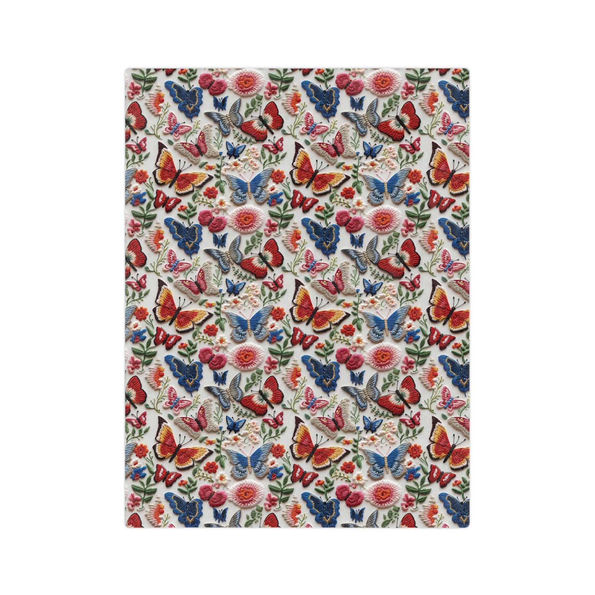 Butterfly and Floral Velveteen Microfiber Blanket  Floral Velveteen Microfiber Blanket Luxurious Comfort Meets Enchanting Design Housewarming Gift Throw - MRSBYVALLE