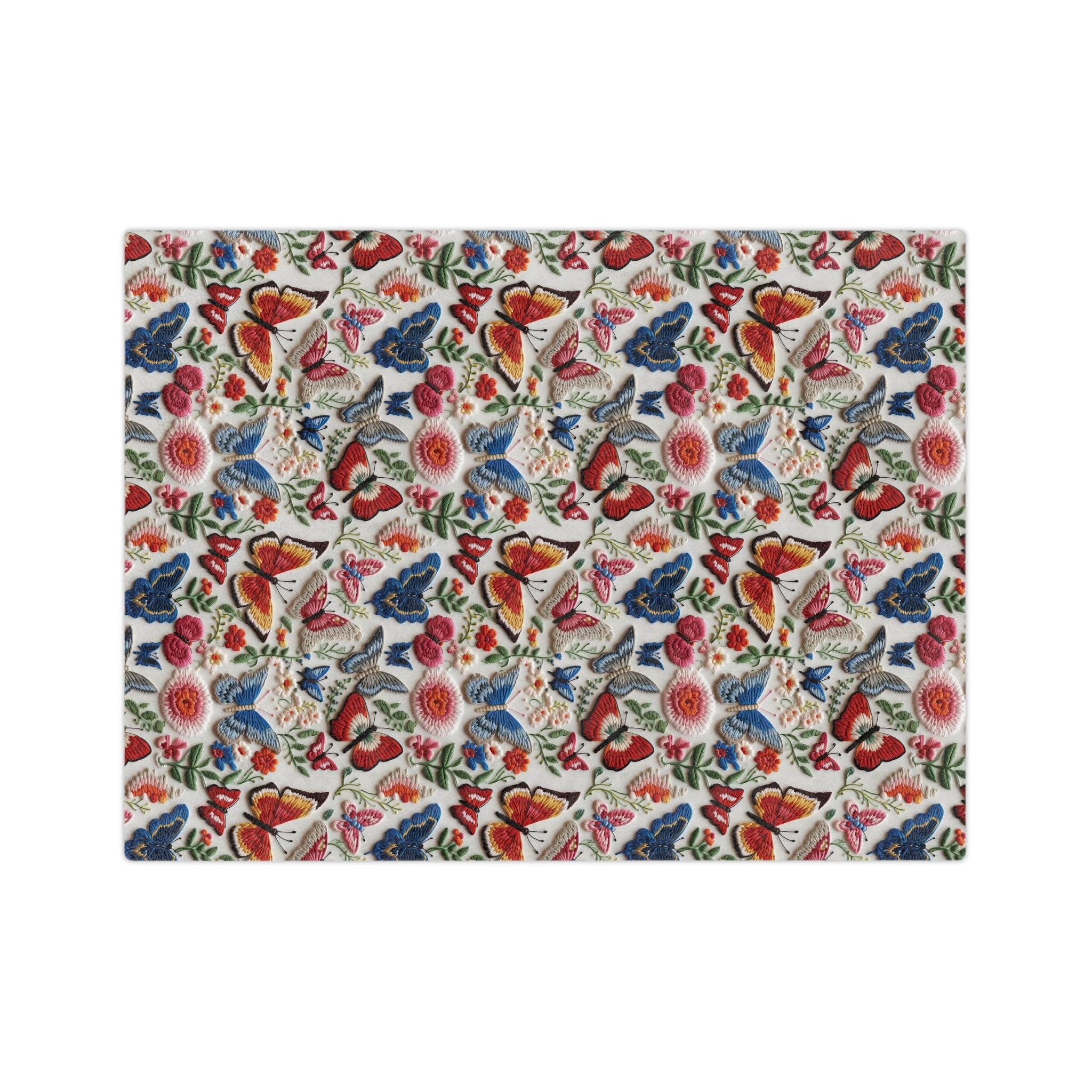 Butterfly and Floral Velveteen Microfiber Blanket  Floral Velveteen Microfiber Blanket Luxurious Comfort Meets Enchanting Design Housewarming Gift Throw - MRSBYVALLE