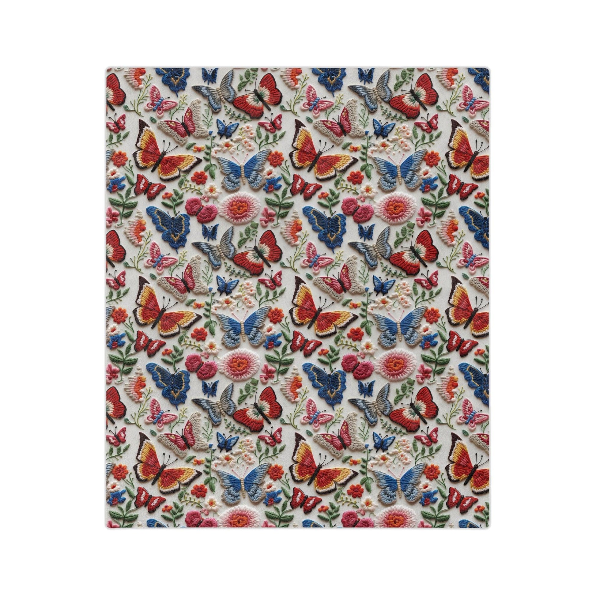Butterfly and Floral Velveteen Microfiber Blanket  Floral Velveteen Microfiber Blanket Luxurious Comfort Meets Enchanting Design Housewarming Gift Throw - MRSBYVALLE