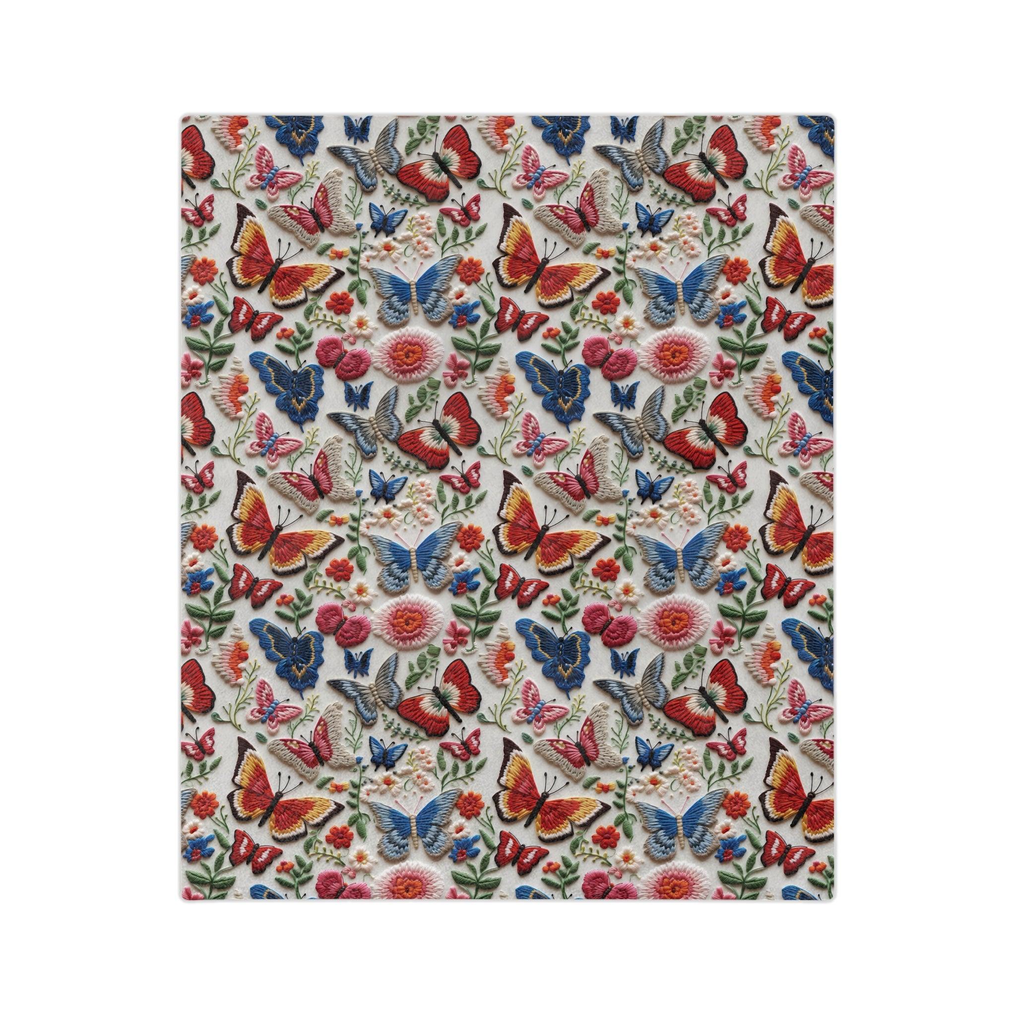 Butterfly and Floral Velveteen Microfiber Blanket  Floral Velveteen Microfiber Blanket Luxurious Comfort Meets Enchanting Design Housewarming Gift Throw - MRSBYVALLE