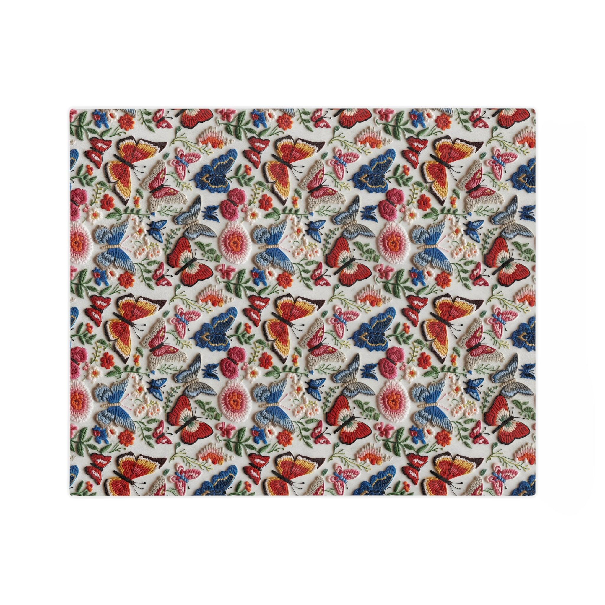 Butterfly and Floral Velveteen Microfiber Blanket  Floral Velveteen Microfiber Blanket Luxurious Comfort Meets Enchanting Design Housewarming Gift Throw - MRSBYVALLE