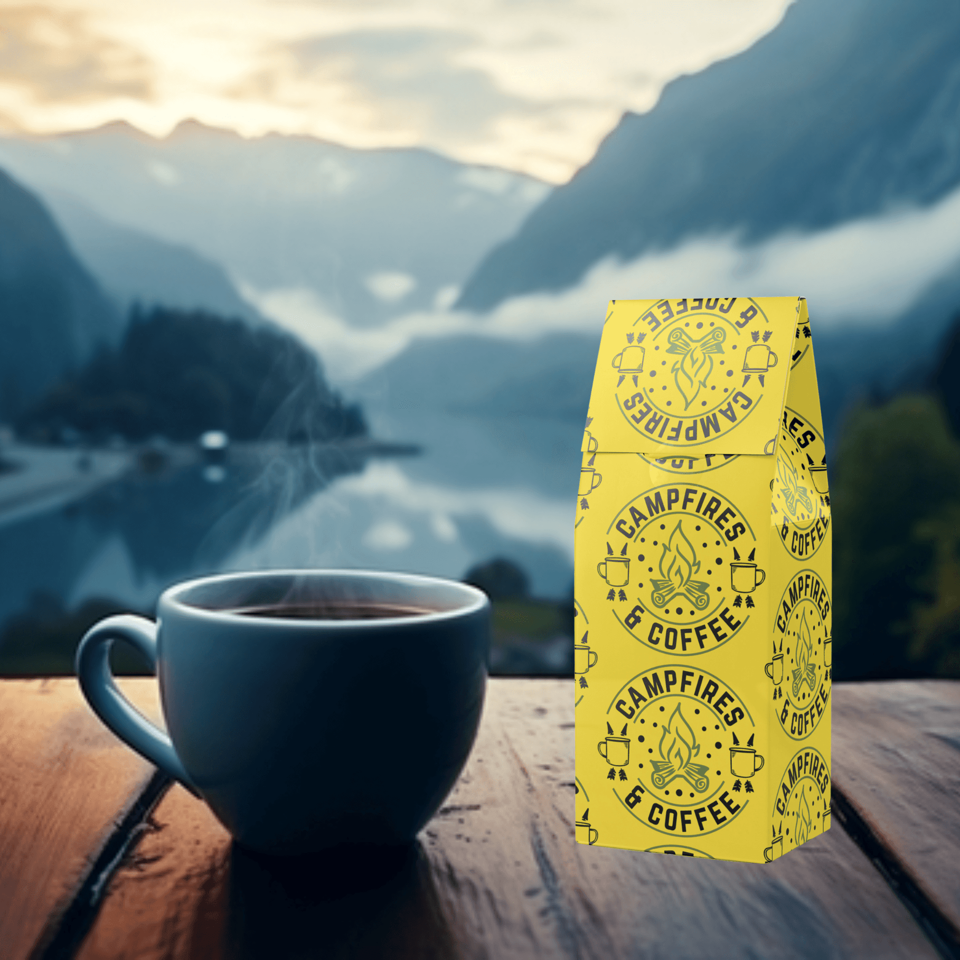 Campfire Coffee Rugged Cascades Blend Medium-Dark Roast Coffee Fun Design | Rich Aroma Smooth Taste for the Adventurous Spirit Climbing - MRSBYVALLE