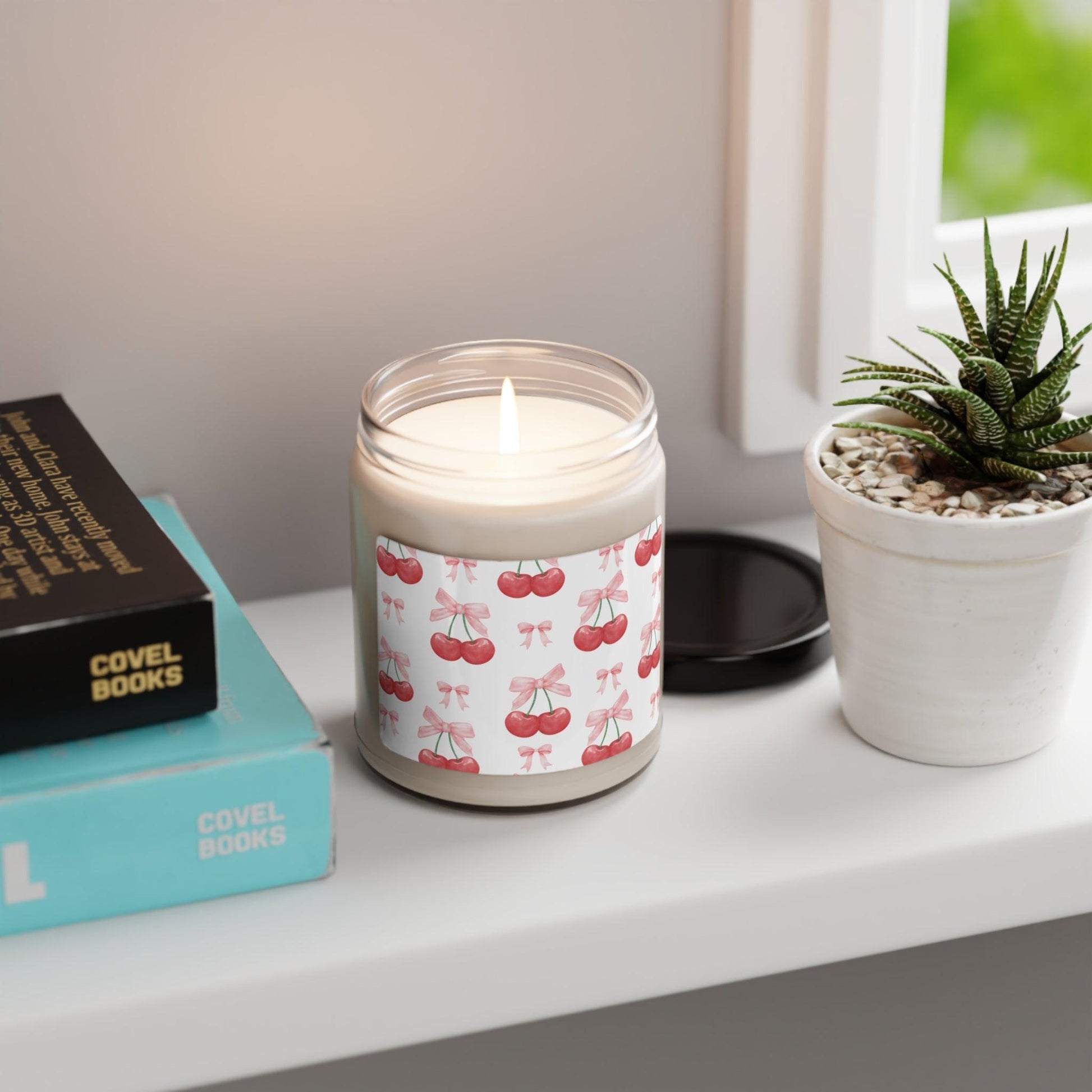 Cherry Bliss 9oz Hand-Poured Soy Candle with Sweet Cherry Aroma Perfect for Relaxation & Home Ambiance Scented Soy Candle, 9oz - MRSBYVALLE