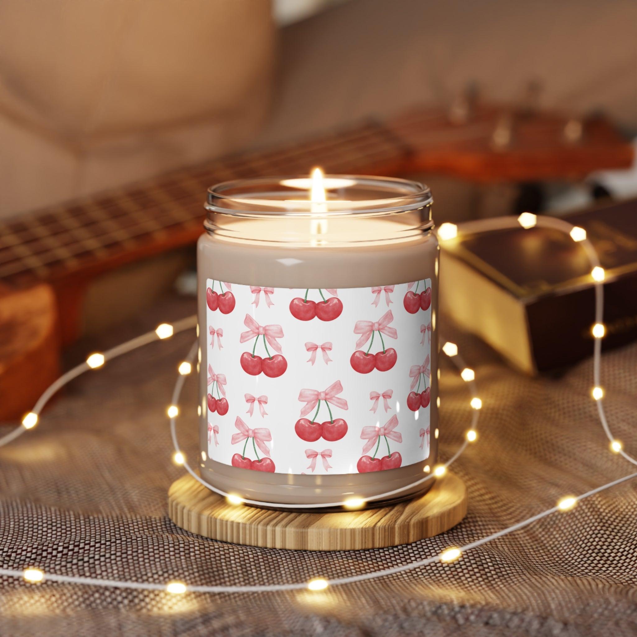 Cherry Bliss 9oz Hand-Poured Soy Candle with Sweet Cherry Aroma Perfect for Relaxation & Home Ambiance Scented Soy Candle, 9oz - MRSBYVALLE