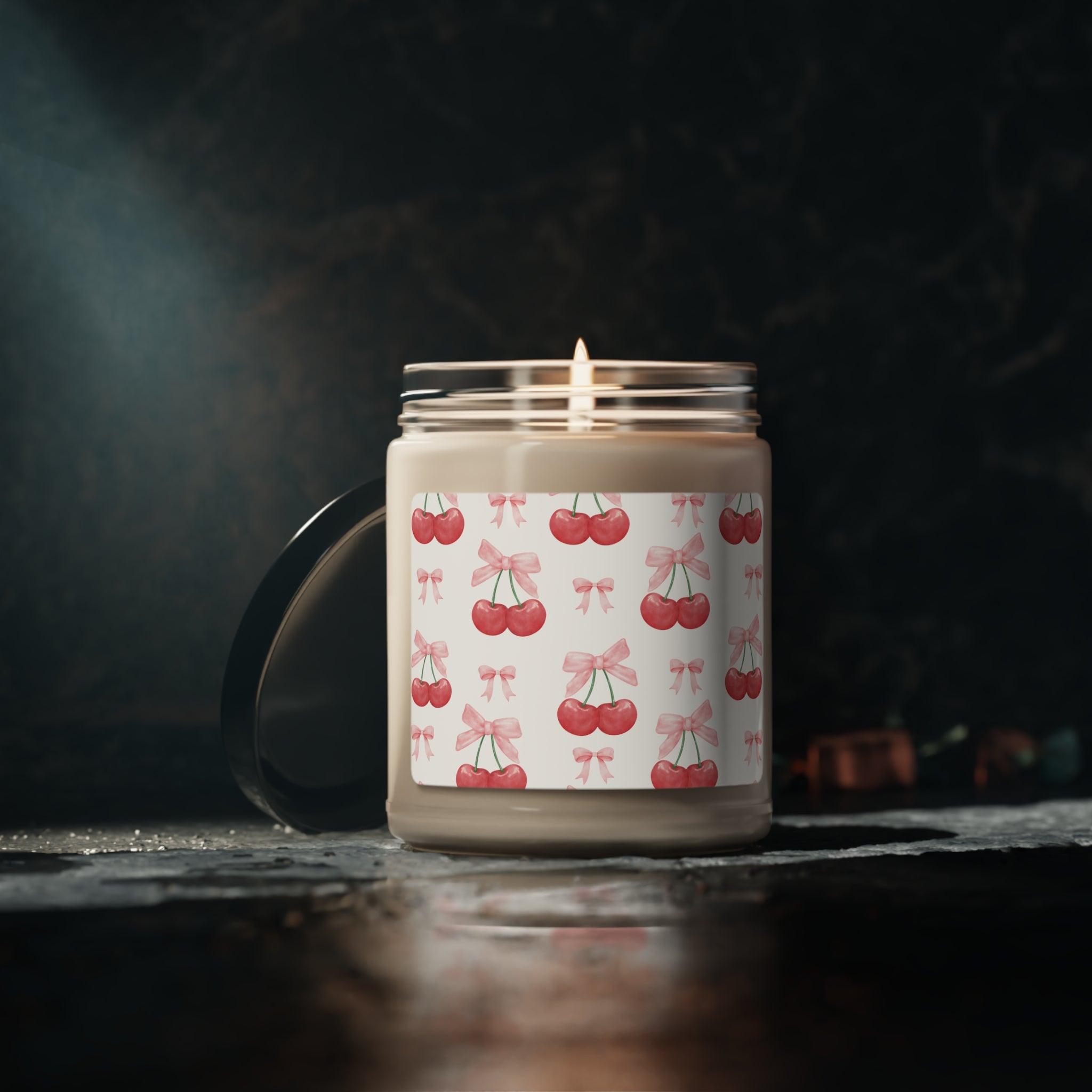 Cherry Bliss 9oz Hand-Poured Soy Candle with Sweet Cherry Aroma Perfect for Relaxation & Home Ambiance Scented Soy Candle, 9oz - MRSBYVALLE