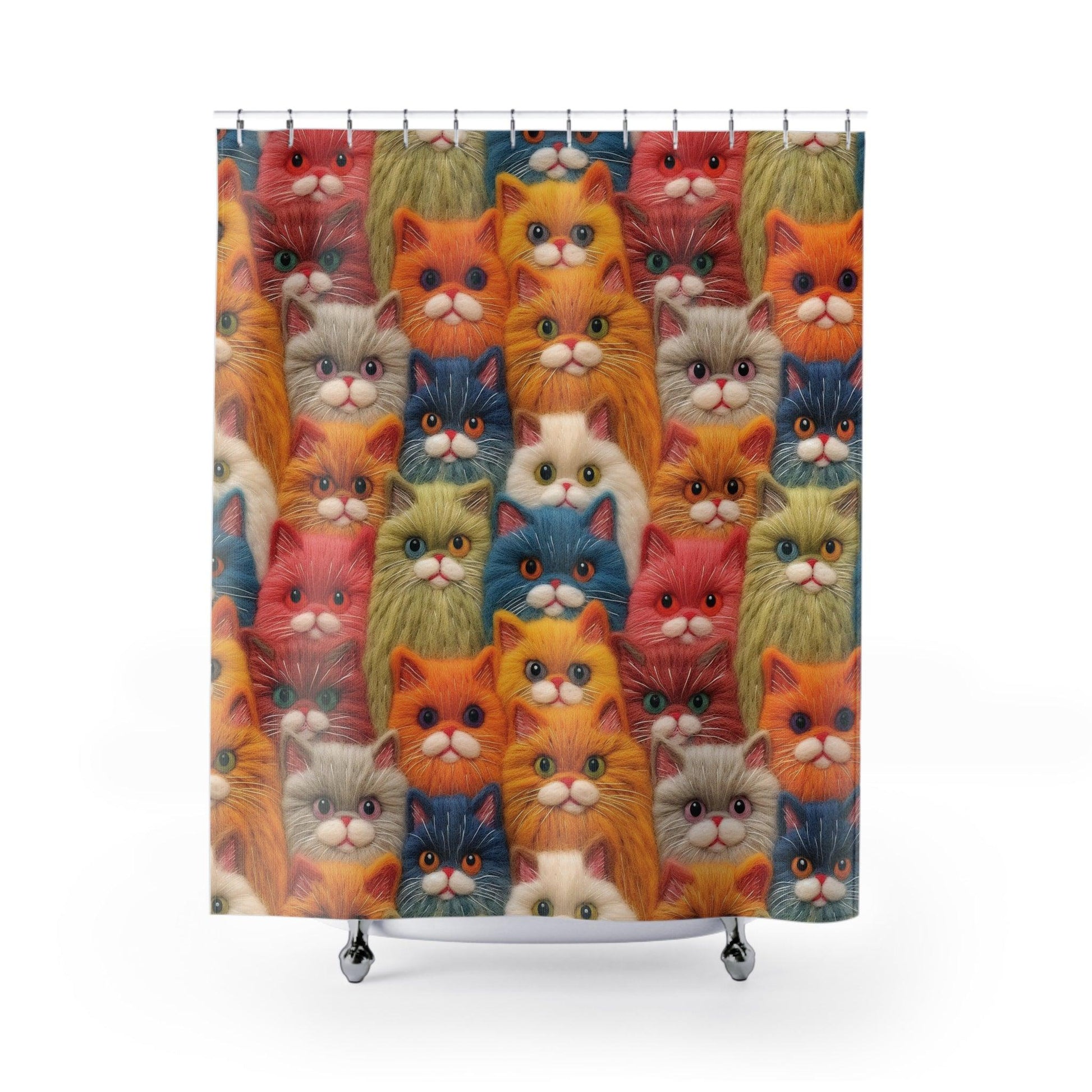Colorful Cats Shower Curtain Modern Bathroom Decor Bathroom Decor Housewarming New House Gift Newlywed Wedding Gift Cat Lover - MRSBYVALLE