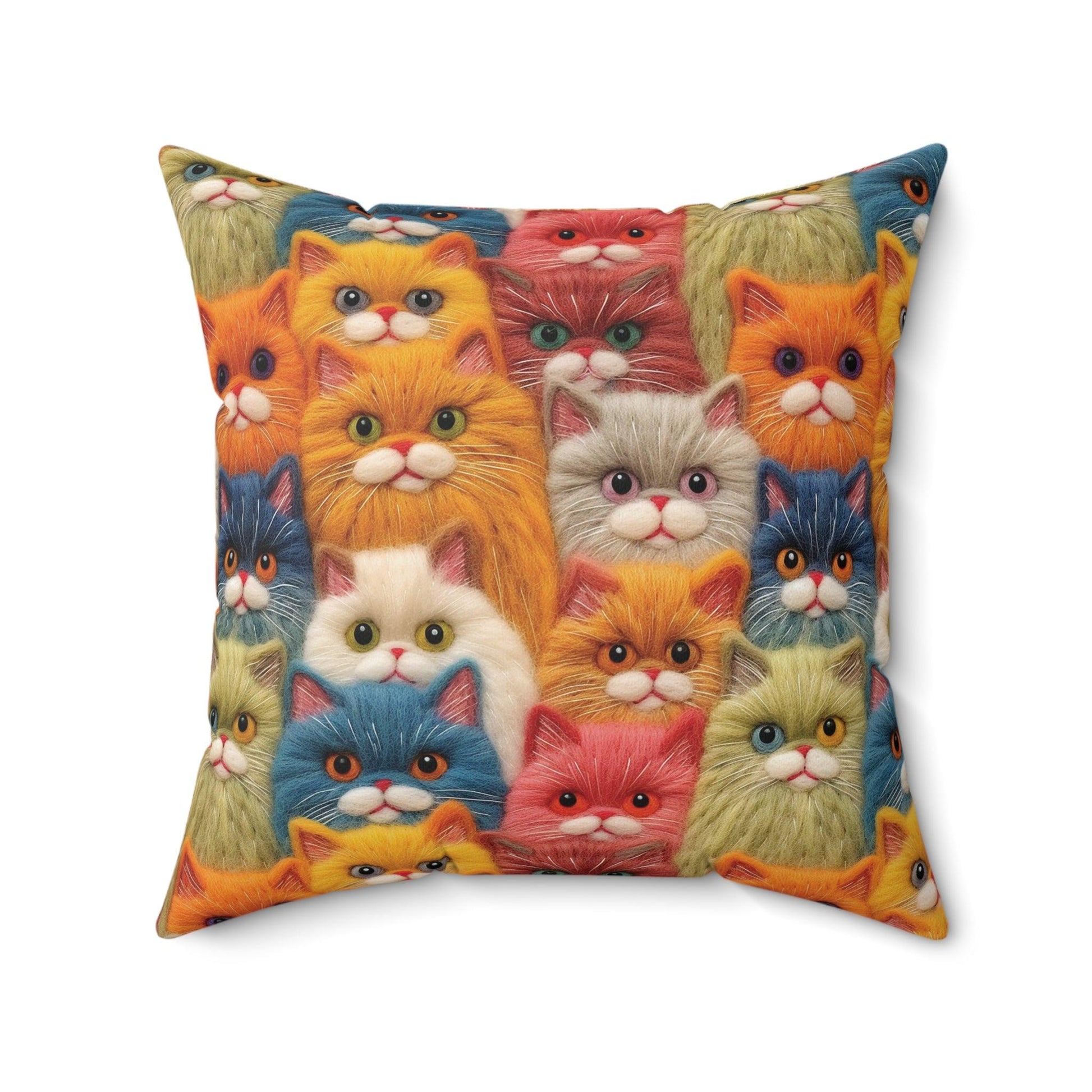 Colorful Cats Square Pillow Pet Lover Elegance Charm to Your Décor Stylish Accent Housewarming Gift New House, Bridal Shower Gift Cat Lover - MRSBYVALLE