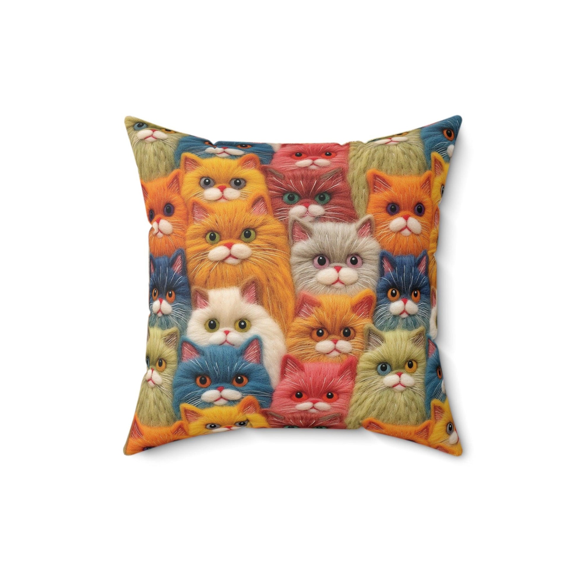 Colorful Cats Square Pillow Pet Lover Elegance Charm to Your Décor Stylish Accent Housewarming Gift New House, Bridal Shower Gift Cat Lover - MRSBYVALLE