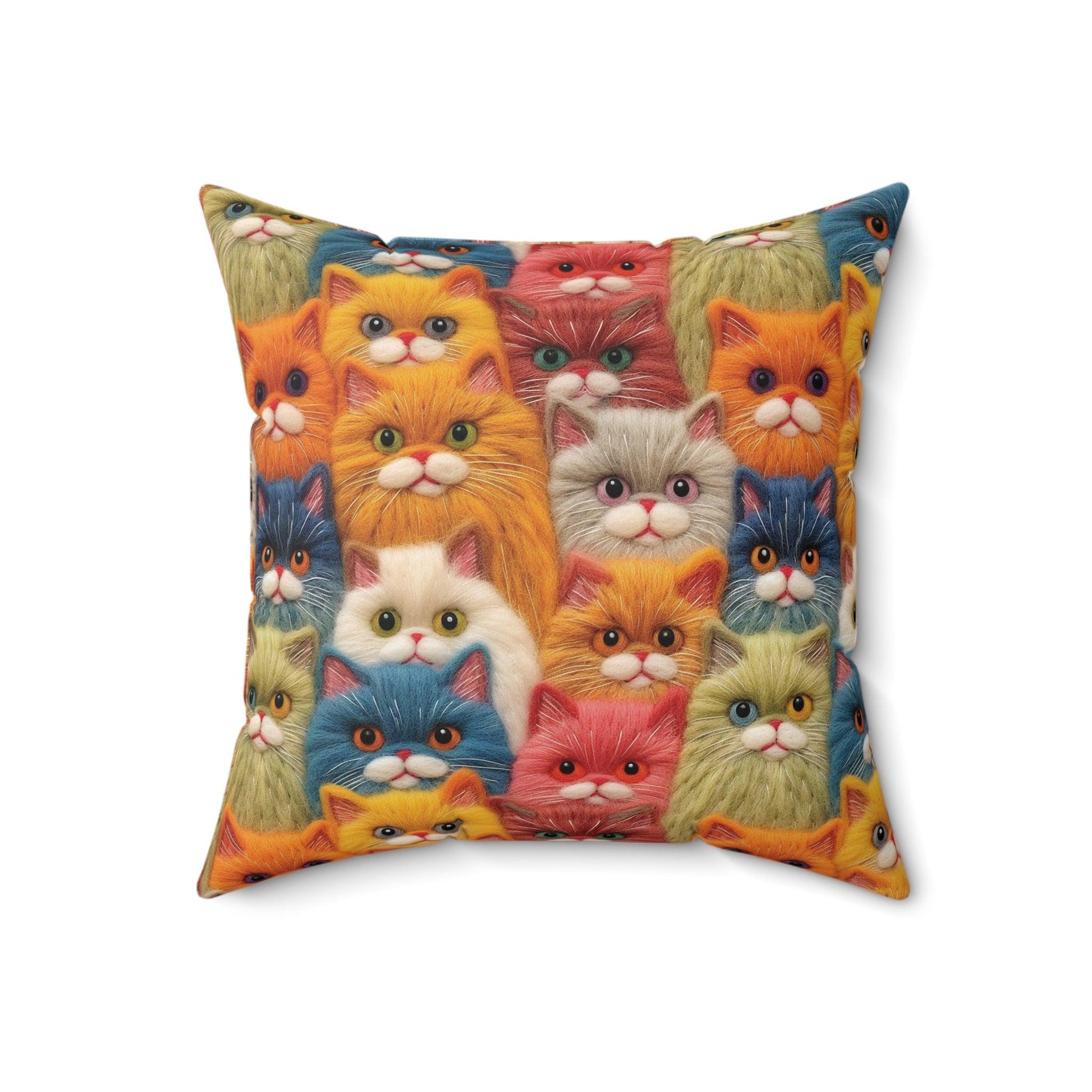 Colorful Cats Square Pillow Pet Lover Elegance Charm to Your Décor Stylish Accent Housewarming Gift New House, Bridal Shower Gift Cat Lover - MRSBYVALLE