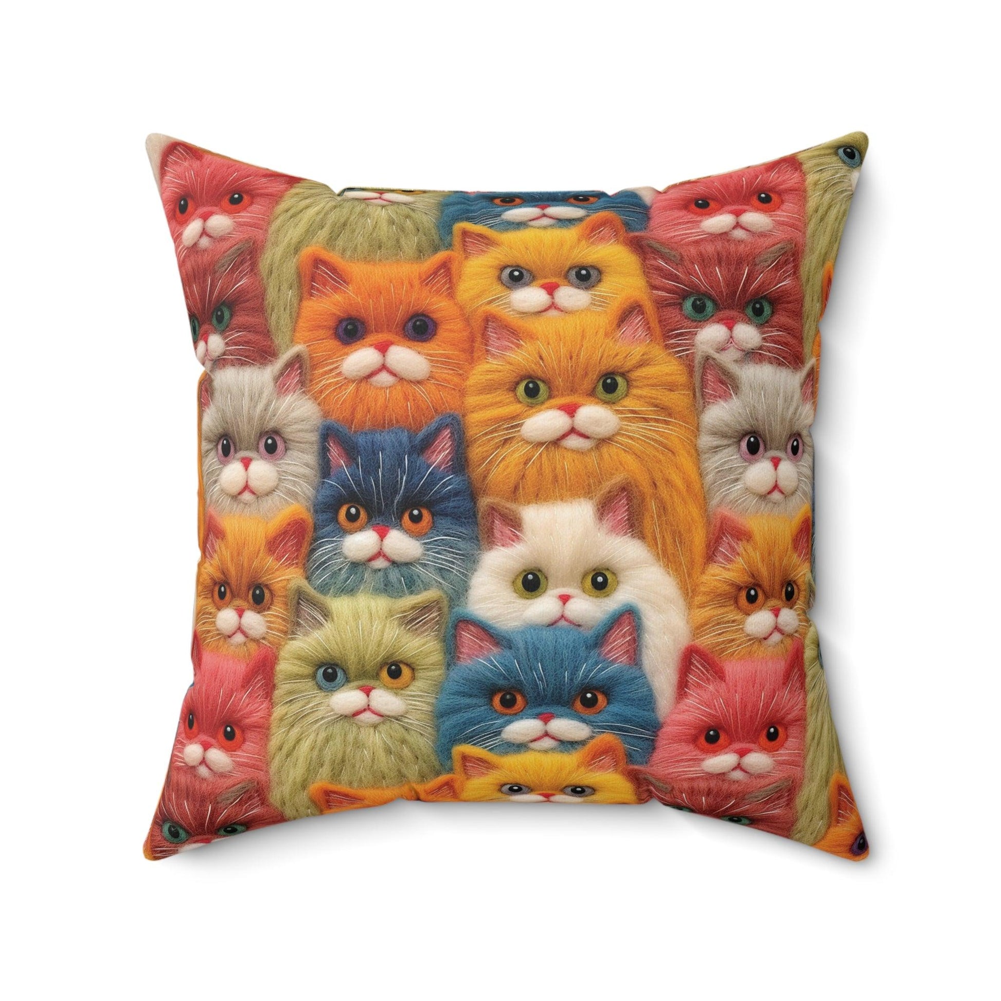 Colorful Cats Square Pillow Pet Lover Elegance Charm to Your Décor Stylish Accent Housewarming Gift New House, Bridal Shower Gift Cat Lover - MRSBYVALLE