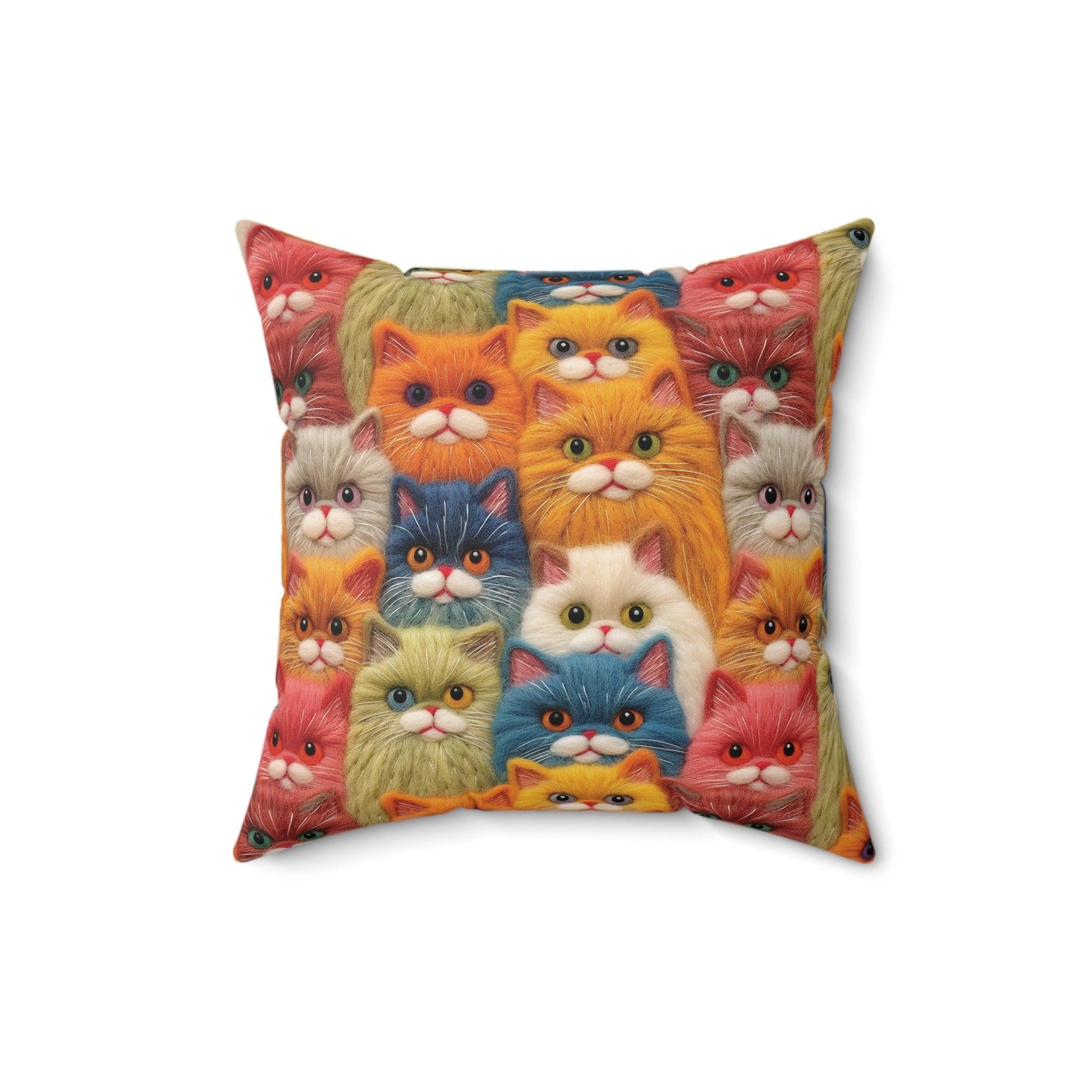 Colorful Cats Square Pillow Pet Lover Elegance Charm to Your Décor Stylish Accent Housewarming Gift New House, Bridal Shower Gift Cat Lover - MRSBYVALLE