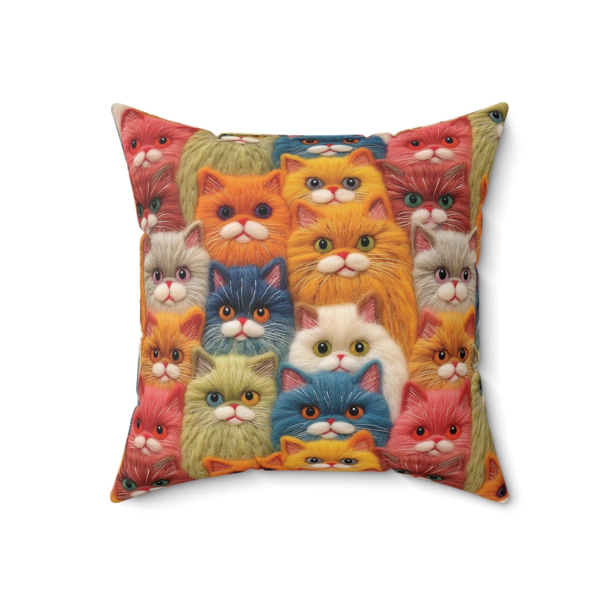 Colorful Cats Square Pillow Pet Lover Elegance Charm to Your Décor Stylish Accent Housewarming Gift New House, Bridal Shower Gift Cat Lover - MRSBYVALLE