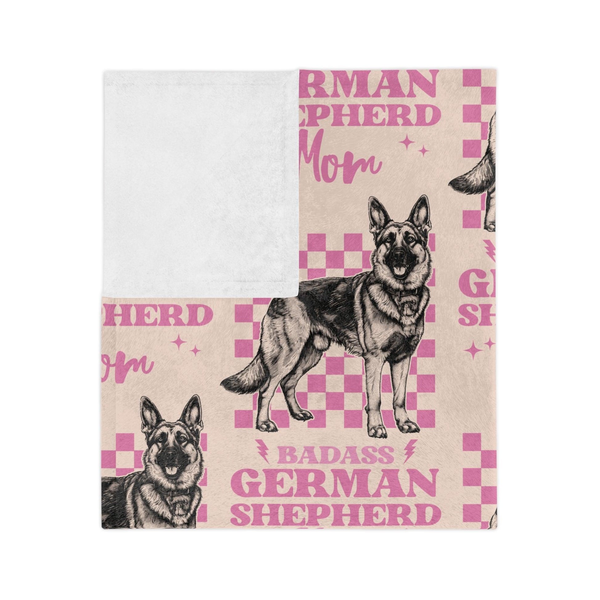 Custom Pink German Shepherd Velveteen Blanket Personalized Microfiber Name Throw for Dog Lovers Luxurious Comfort Housewarming Gift Throw - MRSBYVALLE