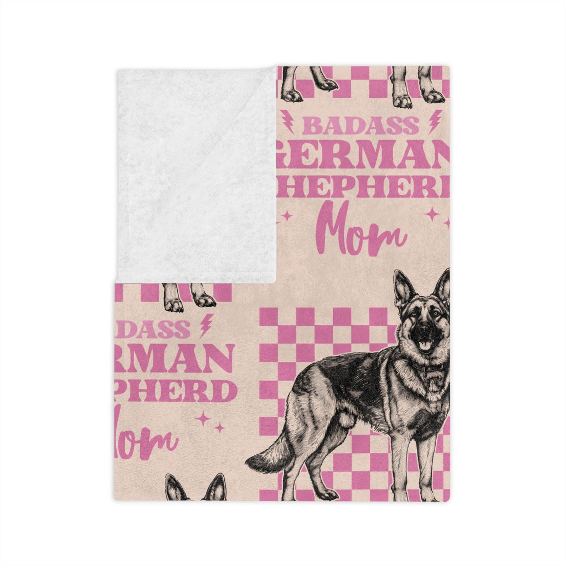 Custom Pink German Shepherd Velveteen Blanket Personalized Microfiber Name Throw for Dog Lovers Luxurious Comfort Housewarming Gift Throw - MRSBYVALLE