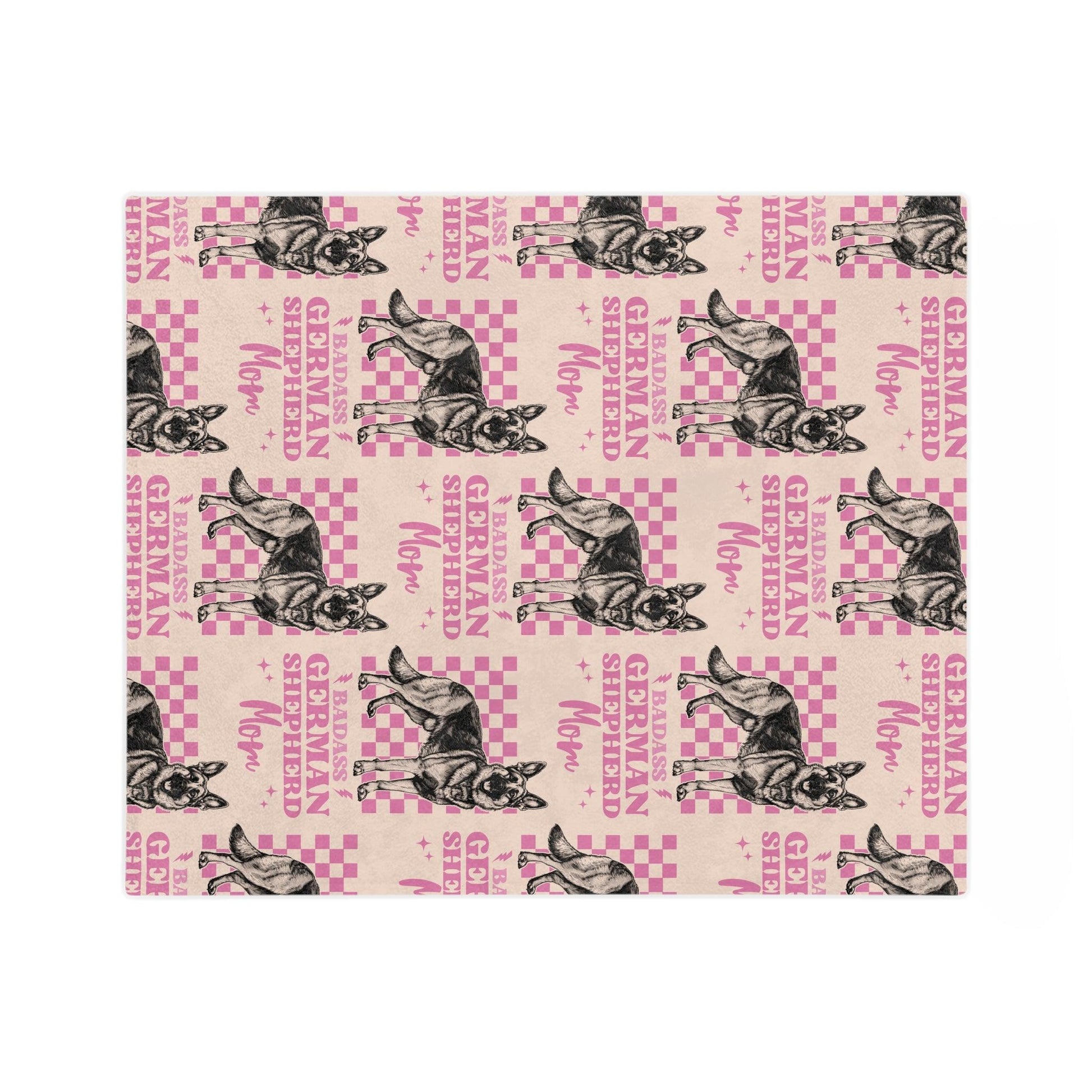 Custom Pink German Shepherd Velveteen Blanket Personalized Microfiber Name Throw for Dog Lovers Luxurious Comfort Housewarming Gift Throw - MRSBYVALLE