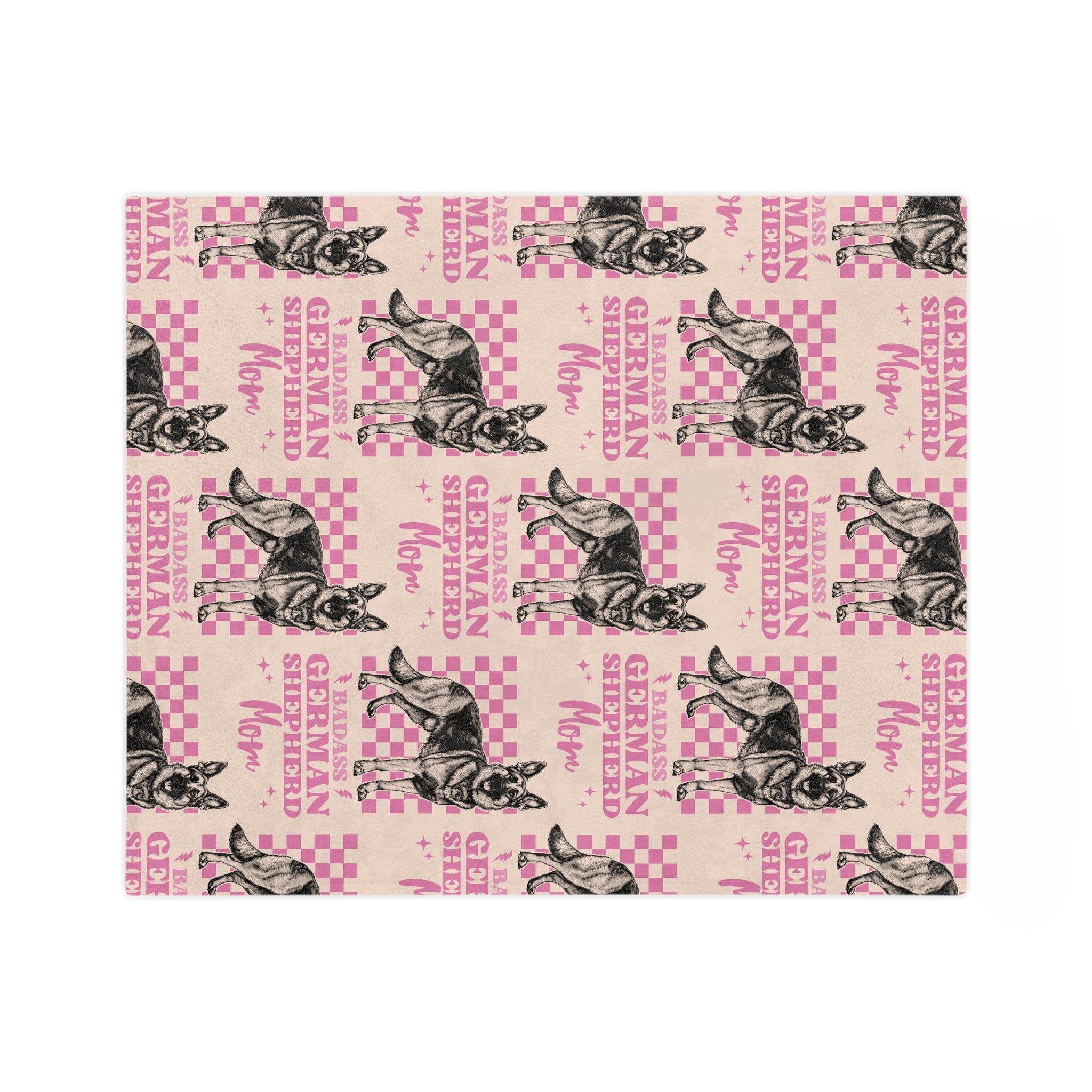 Custom Pink German Shepherd Velveteen Blanket Personalized Microfiber Name Throw for Dog Lovers Luxurious Comfort Housewarming Gift Throw - MRSBYVALLE