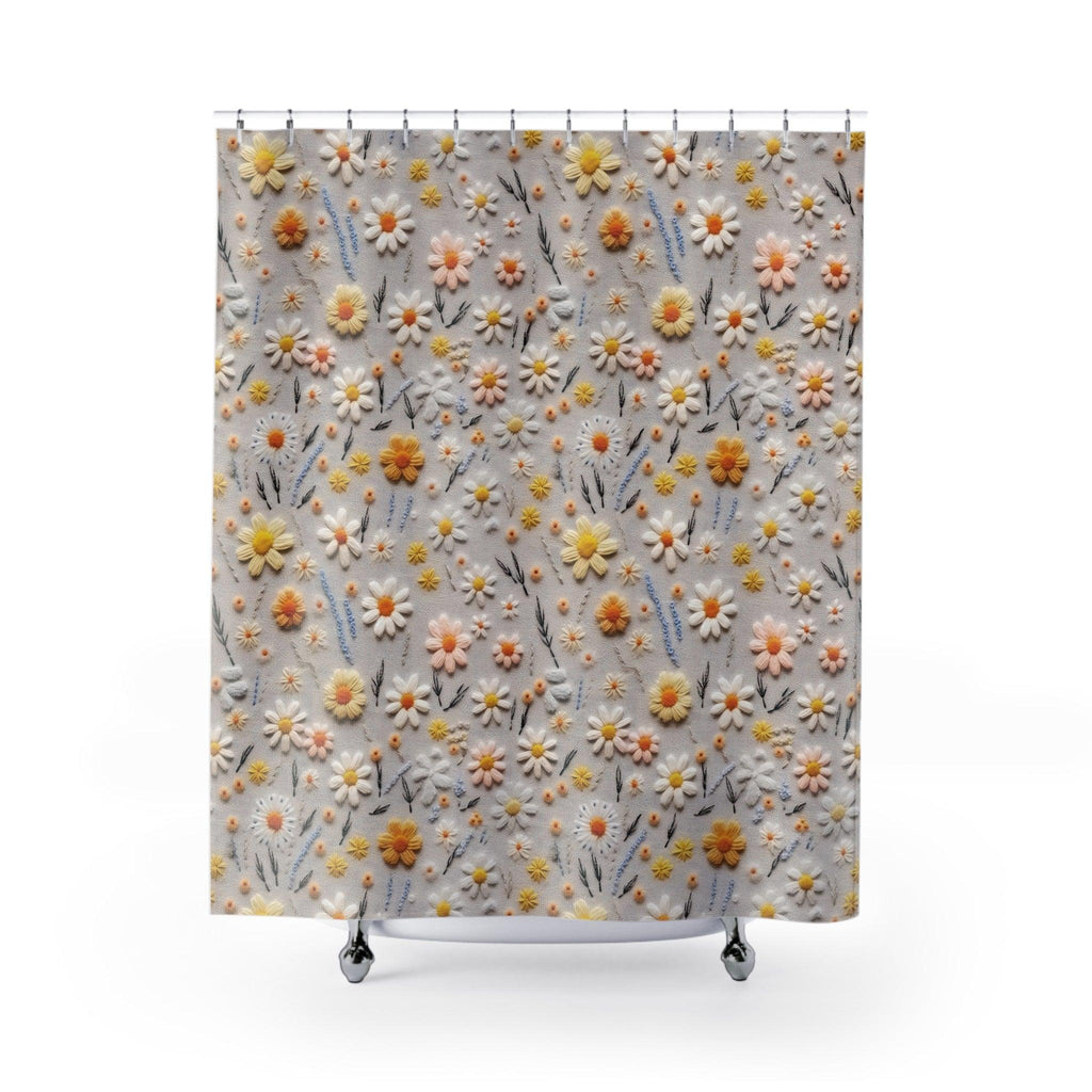 Daisy Shower Curtain Enchanting Faux Floral 71x74, Modern Bathroom Decor Bathroom Decor Housewarming New House Gift Newlywed Wedding Gift - MRSBYVALLE
