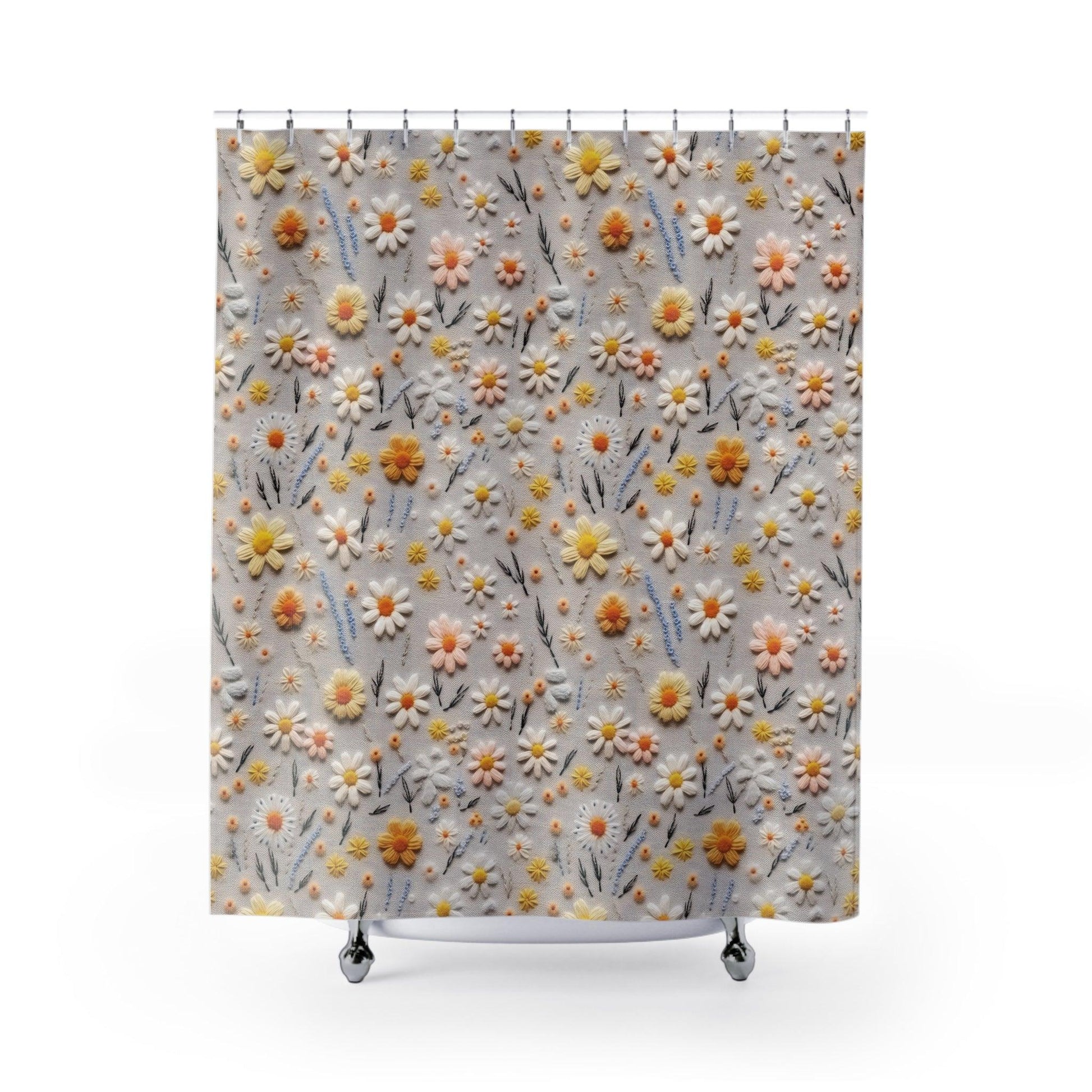 Daisy Shower Curtain Enchanting Faux Floral 71x74, Modern Bathroom Decor Bathroom Decor Housewarming New House Gift Newlywed Wedding Gift - MRSBYVALLE