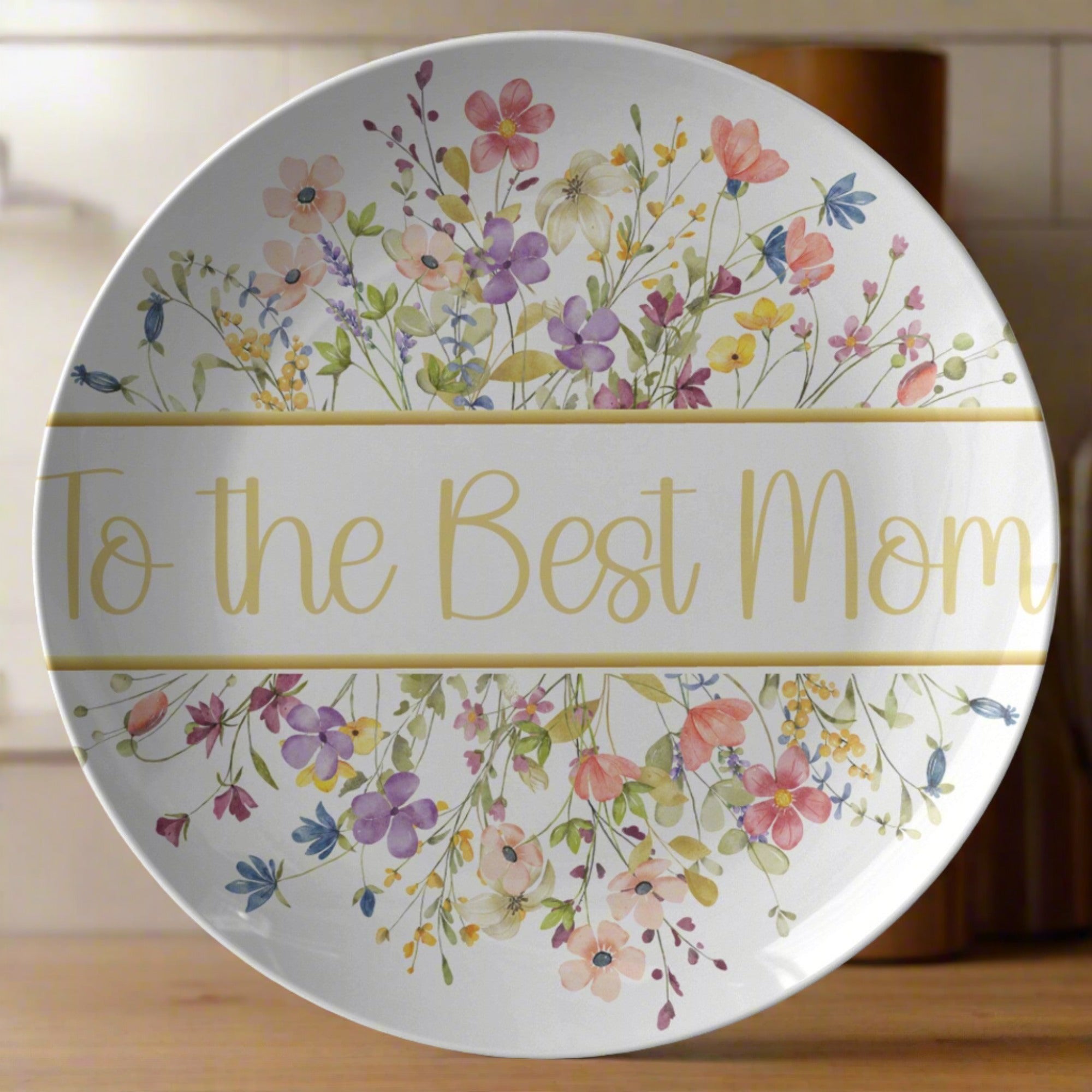Elegant Personalized Floral Plate with Gold Trim Custom Text Option Available, Perfect for Weddings, Anniversaries, & Special Occasions, Exquisite Design & Craftsmanship - MRSBYVALLE