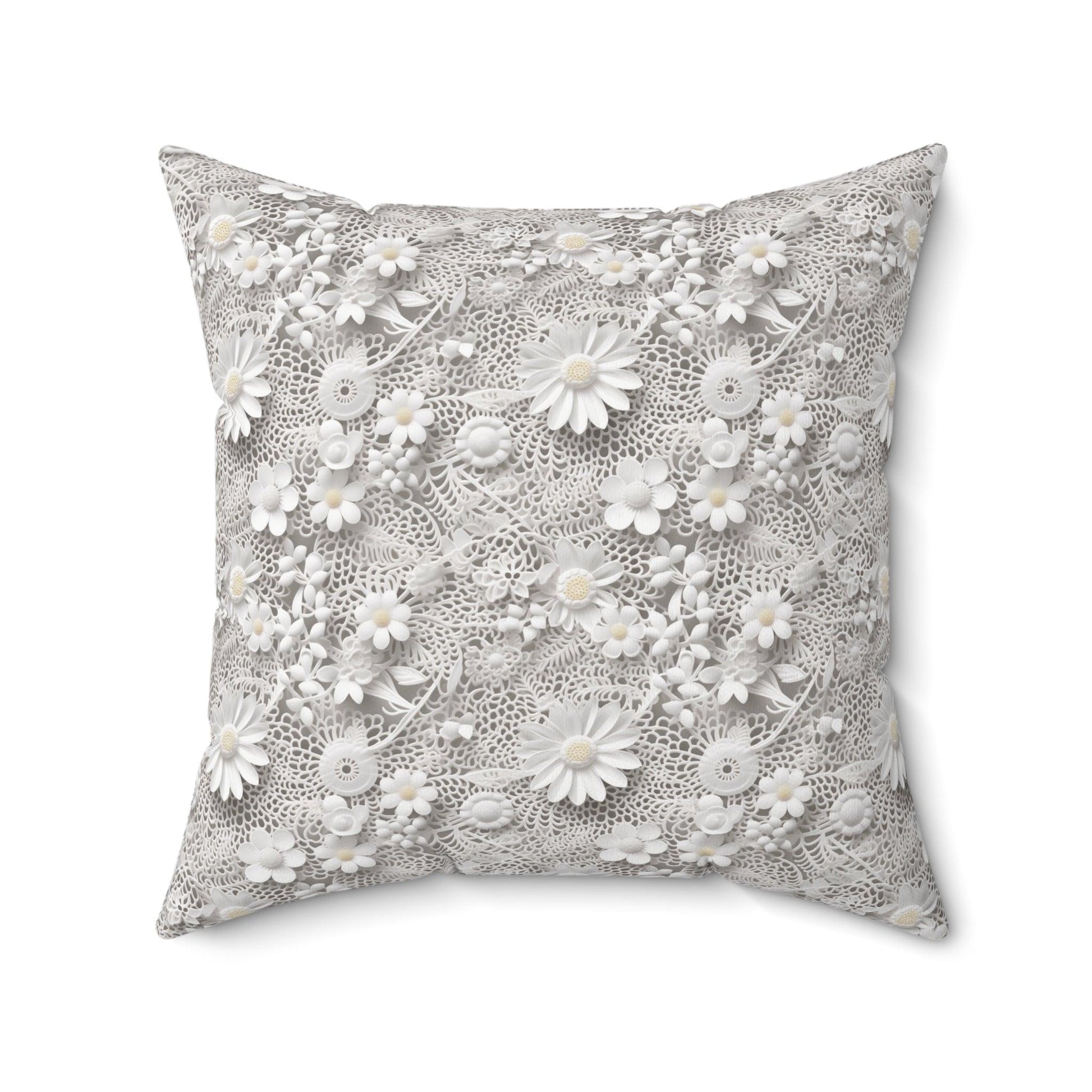 Elegant White Illusion 3D Faux Flowers Throw Pillow Artistry Meets Comfort Home Decor New House Couple Gift Housewarming Gift, New House Gift - MRSBYVALLE