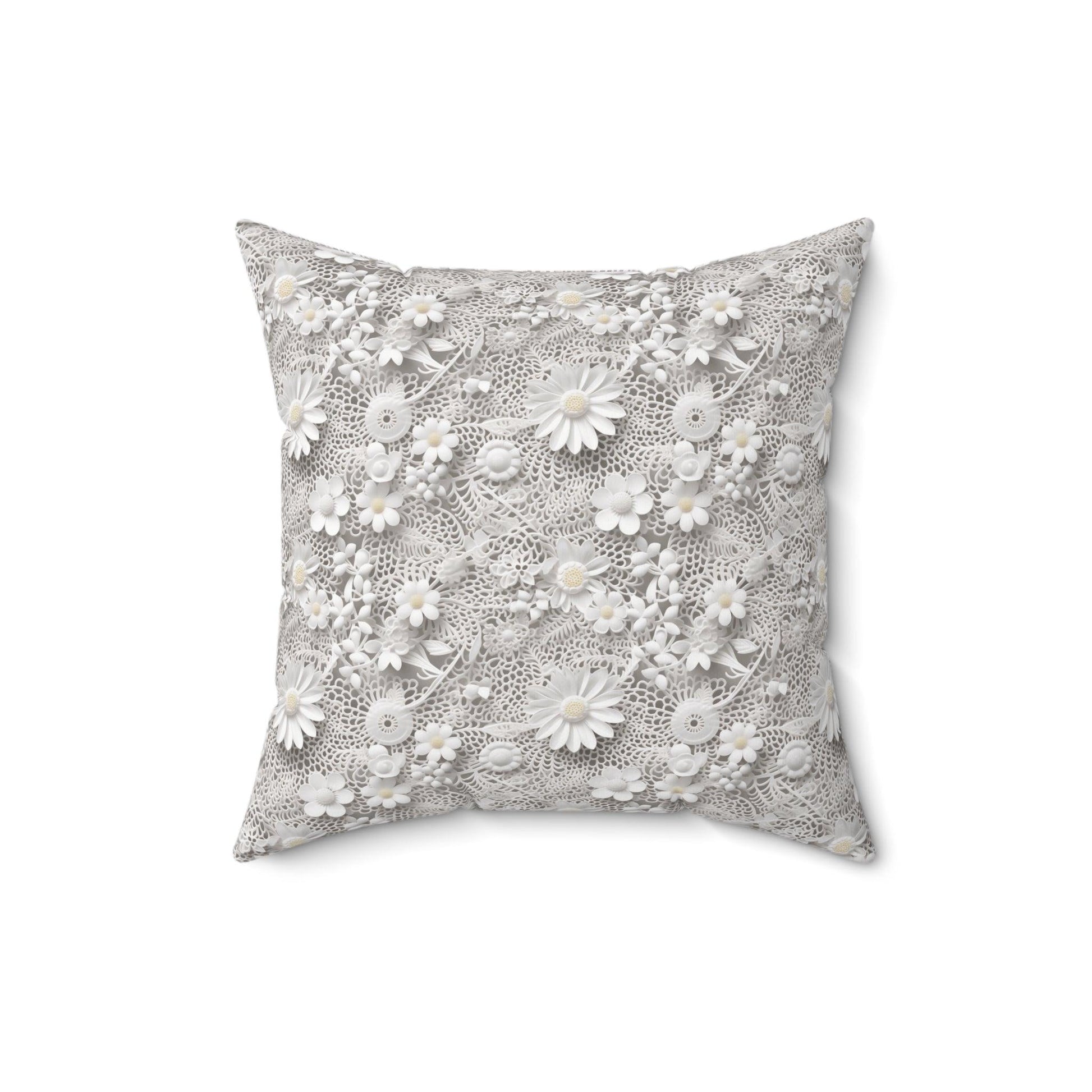 Elegant White Illusion 3D Faux Flowers Throw Pillow Artistry Meets Comfort Home Decor New House Couple Gift Housewarming Gift, New House Gift - MRSBYVALLE