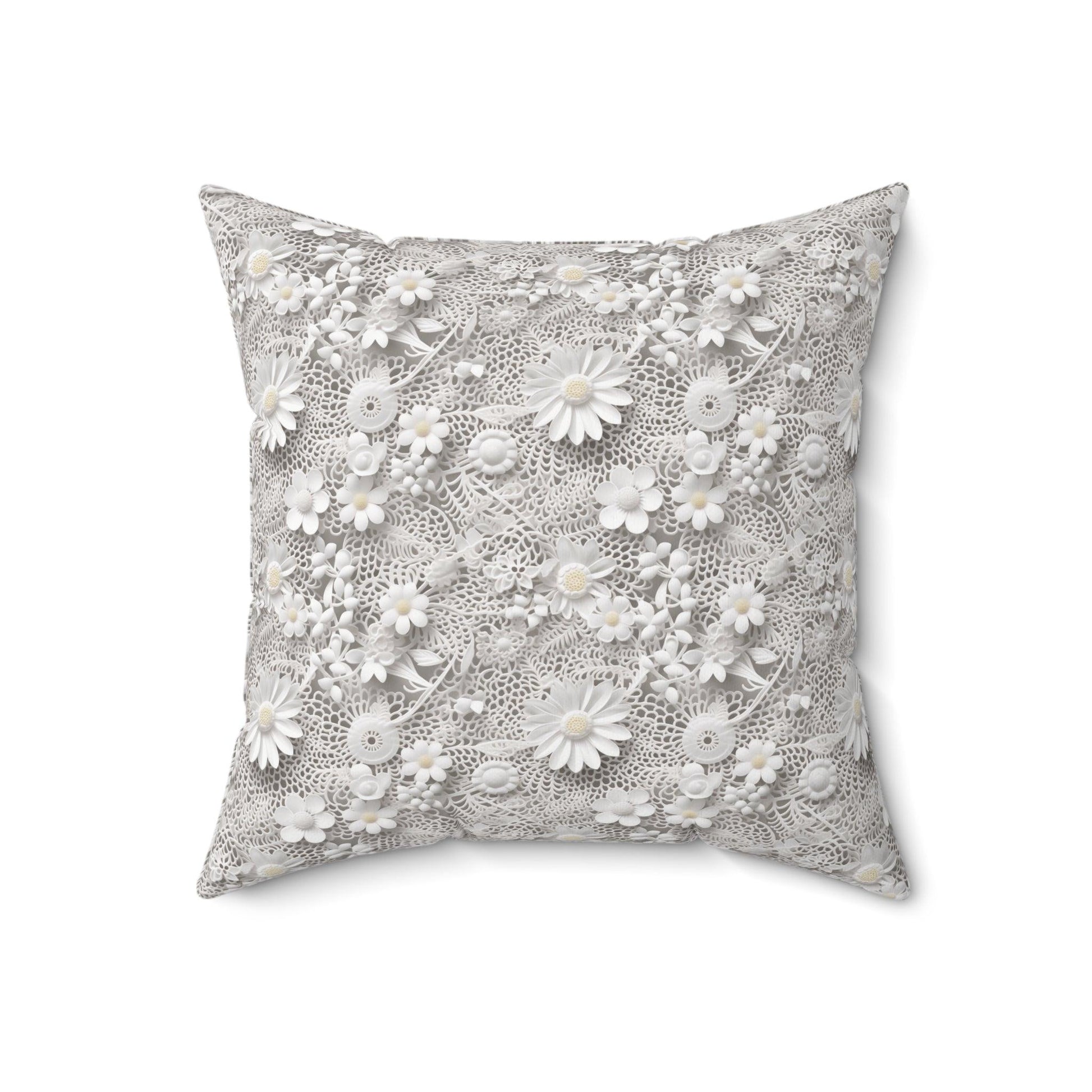 Elegant White Illusion 3D Faux Flowers Throw Pillow Artistry Meets Comfort Home Decor New House Couple Gift Housewarming Gift, New House Gift - MRSBYVALLE