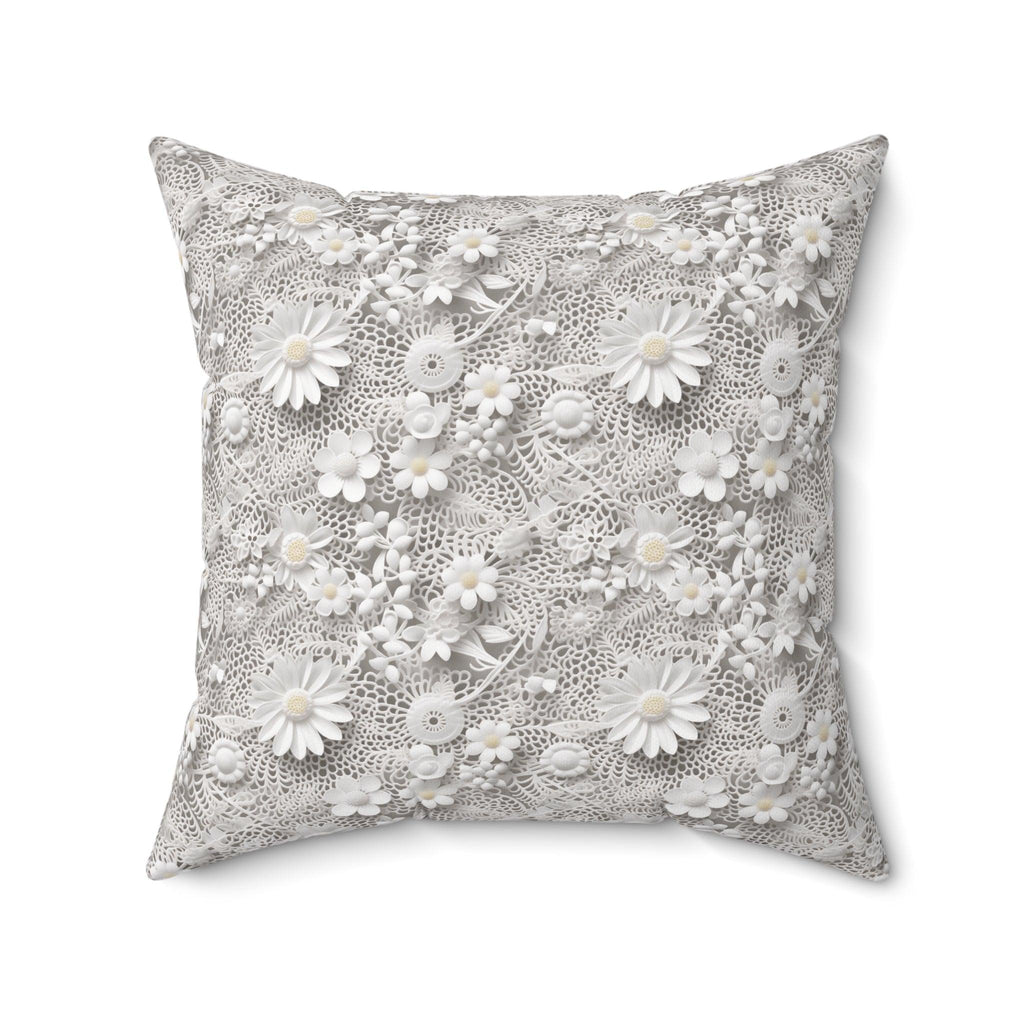 Elegant White Illusion 3D Faux Flowers Throw Pillow Artistry Meets Comfort Home Decor New House Couple Gift Housewarming Gift, New House Gift - MRSBYVALLE