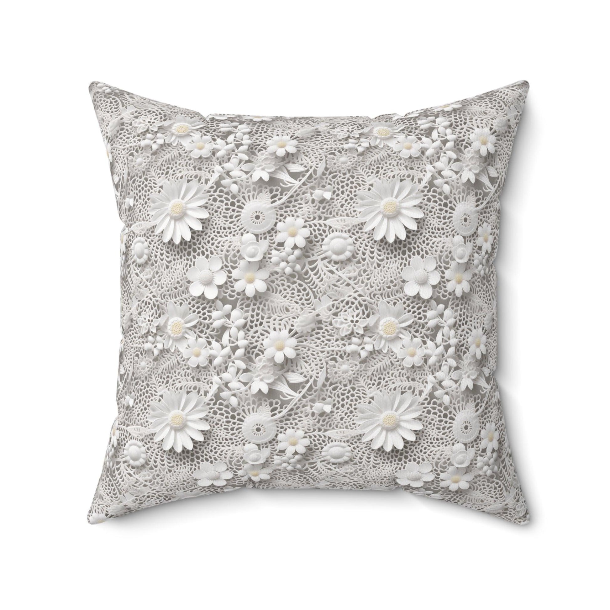 Elegant White Illusion 3D Faux Flowers Throw Pillow Artistry Meets Comfort Home Decor New House Couple Gift Housewarming Gift, New House Gift - MRSBYVALLE