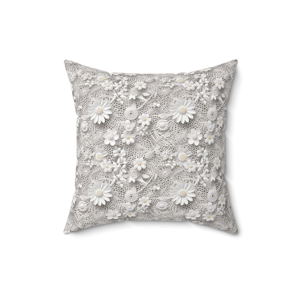 Elegant White Illusion 3D Faux Flowers Throw Pillow Artistry Meets Comfort Home Decor New House Couple Gift Housewarming Gift, New House Gift - MRSBYVALLE