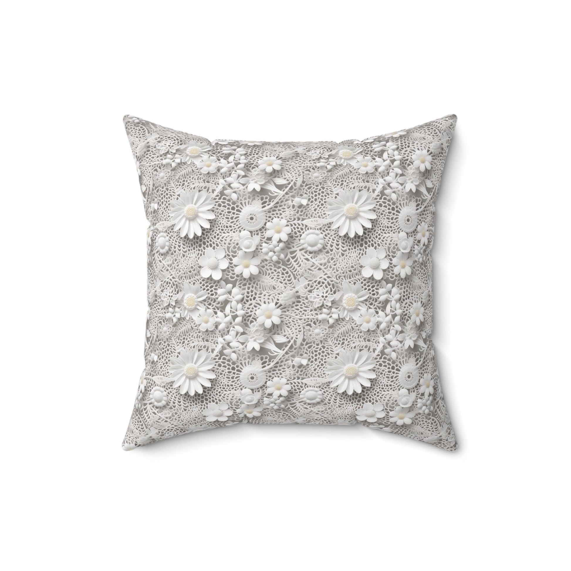 Elegant White Illusion 3D Faux Flowers Throw Pillow Artistry Meets Comfort Home Decor New House Couple Gift Housewarming Gift, New House Gift - MRSBYVALLE