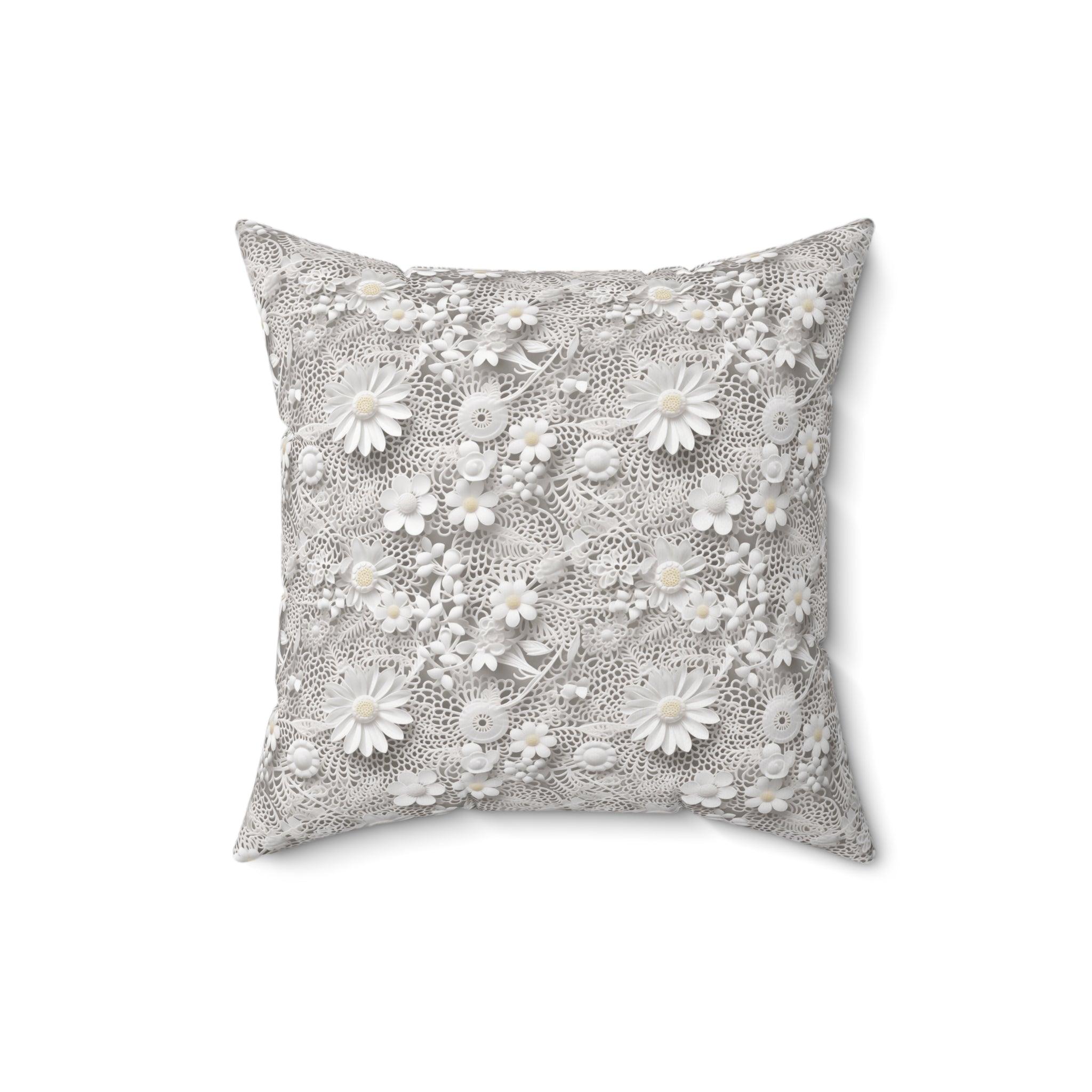 Elegant White Illusion 3D Faux Flowers Throw Pillow Artistry Meets Comfort Home Decor New House Couple Gift Housewarming Gift, New House Gift - MRSBYVALLE