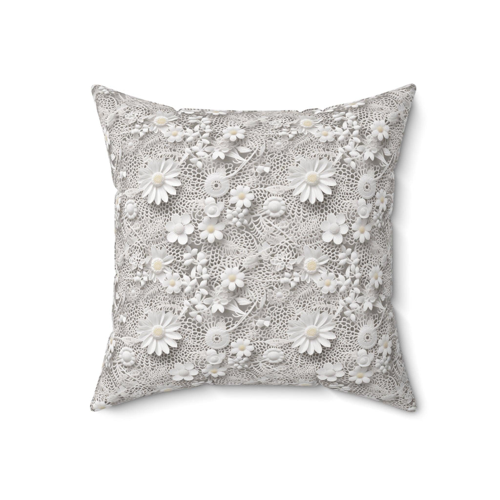 Elegant White Illusion 3D Faux Flowers Throw Pillow Artistry Meets Comfort Home Decor New House Couple Gift Housewarming Gift, New House Gift - MRSBYVALLE