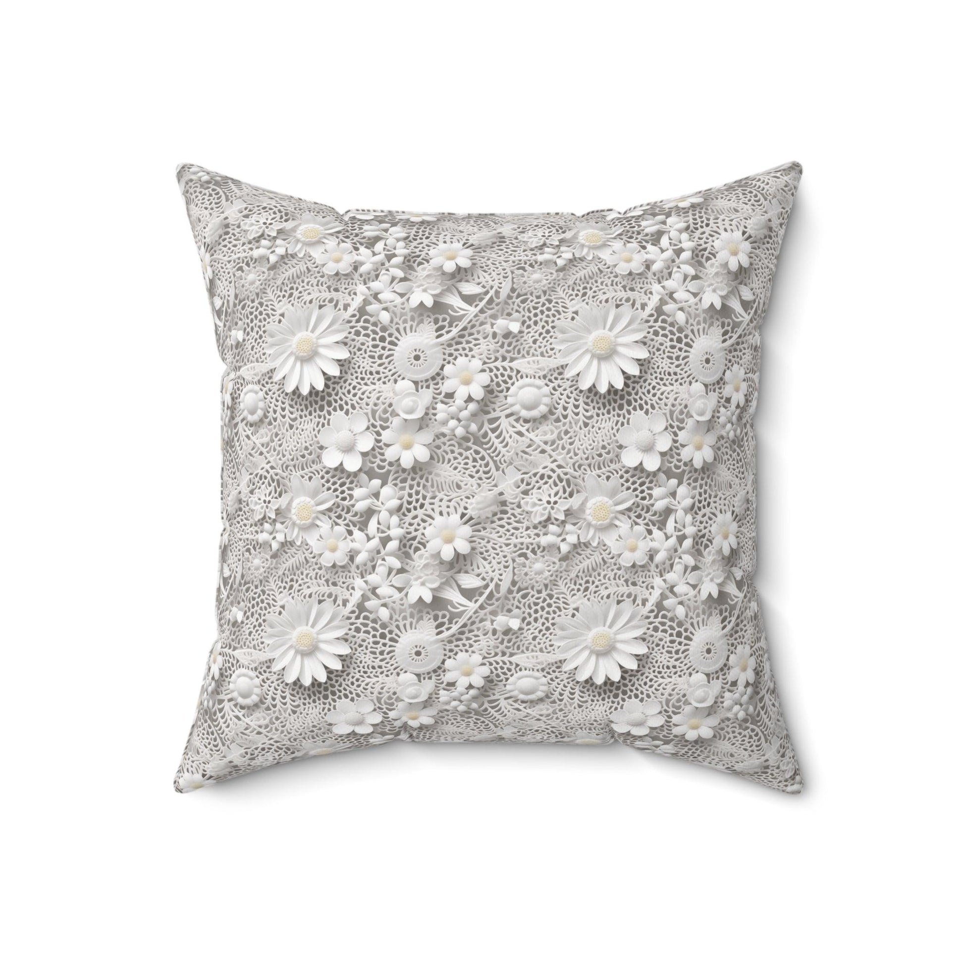 Elegant White Illusion 3D Faux Flowers Throw Pillow Artistry Meets Comfort Home Decor New House Couple Gift Housewarming Gift, New House Gift - MRSBYVALLE